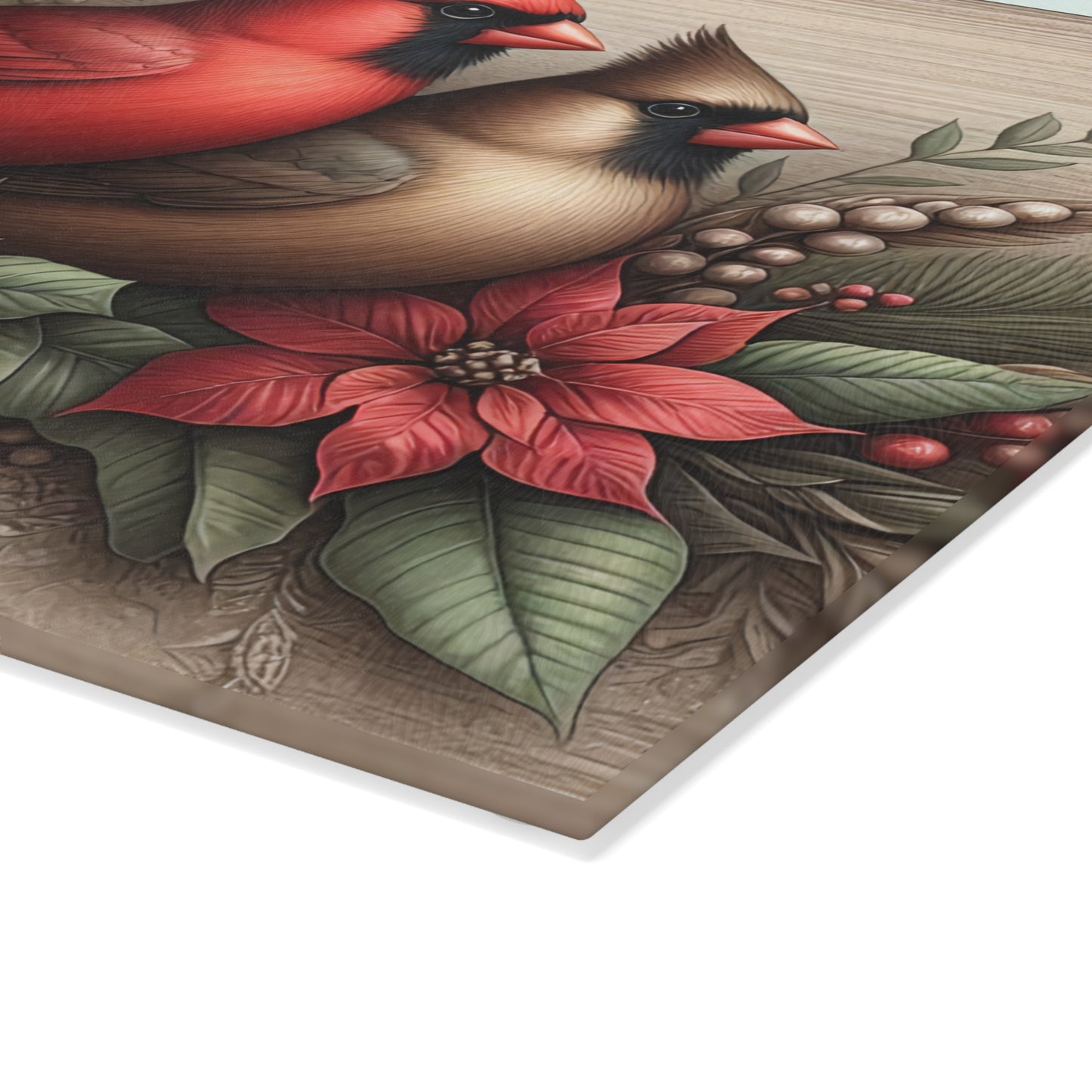 ❤️🕊️ Rustic Cardinal Pair Cutting Board – Timeless Winter Elegance for Your Kitchen 🌲