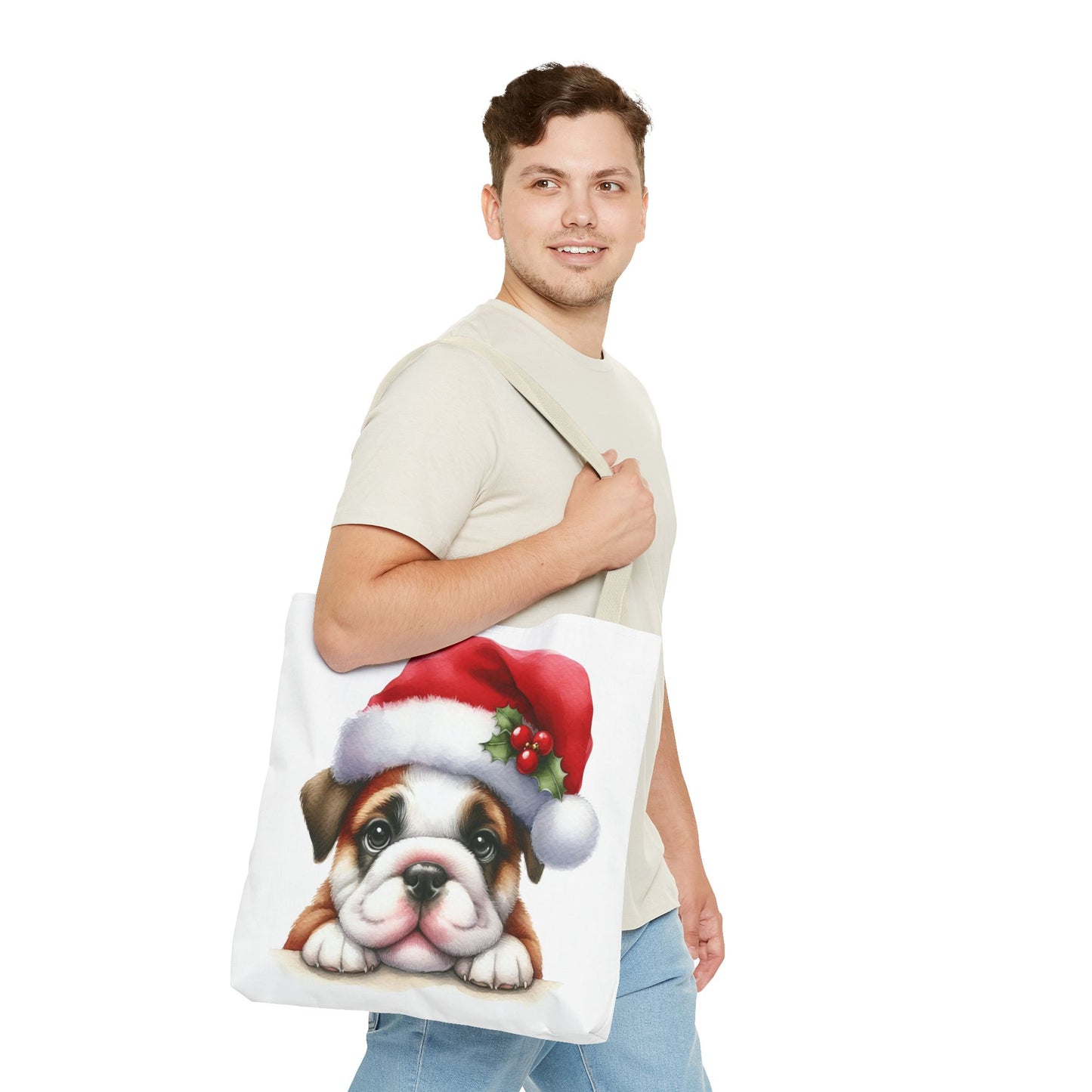 🐾 Bulldog Christmas Tote Bag – Santa Paws Cuteness You Can Carry 🎄