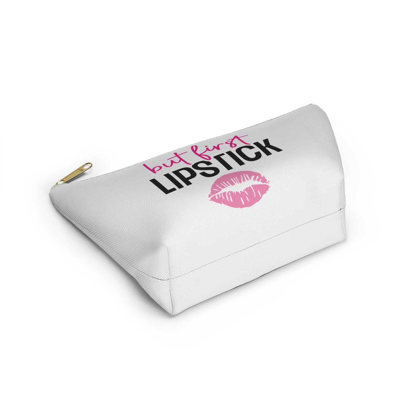 Accessory Pouch – "But First Lipstick" Pink Makeup Bag