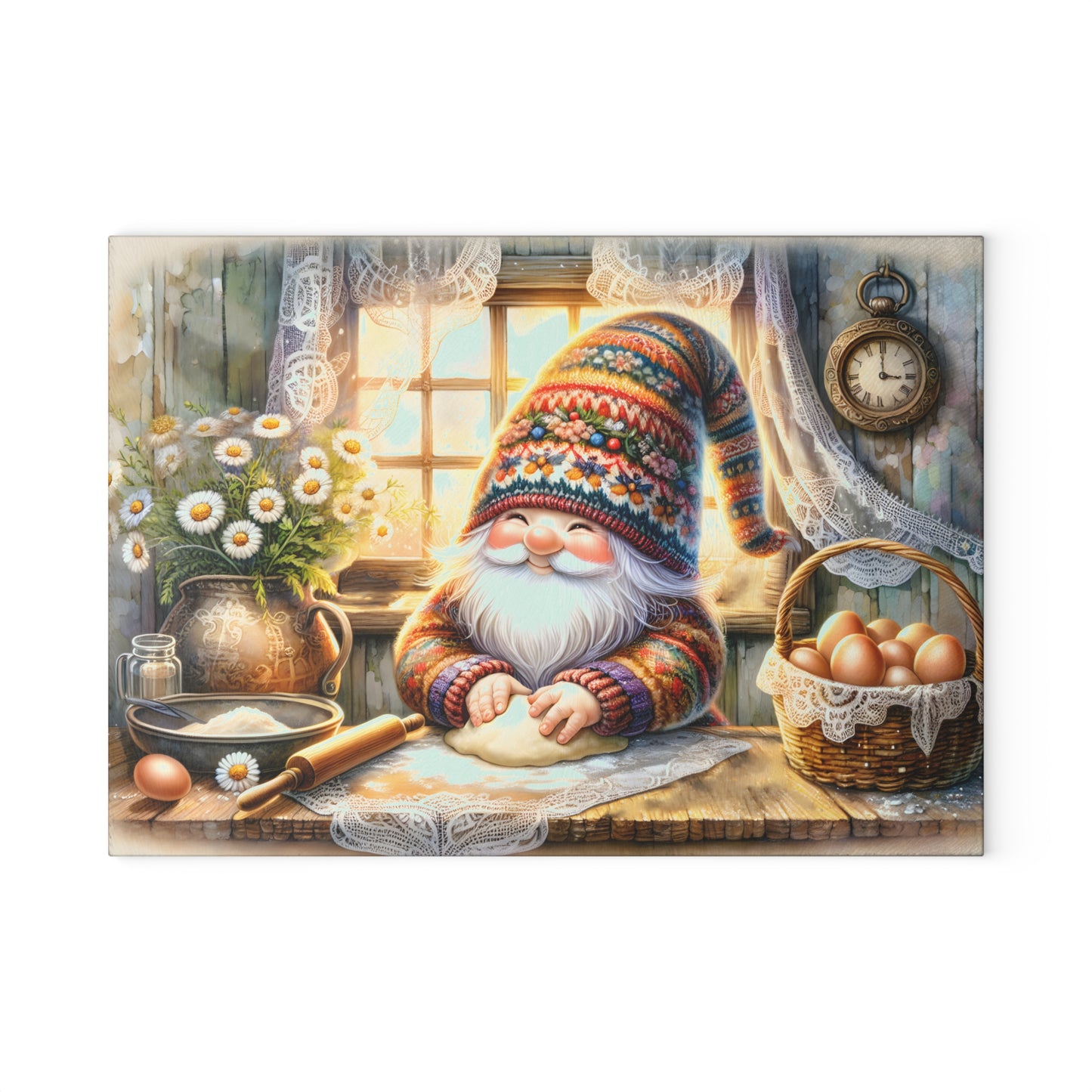 🍞🥚 Cozy Baking Gnome Cutting Board – Warm Country Charm for Your Kitchen