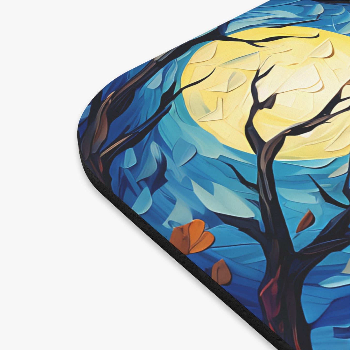 🖱️🦉🌕 Midnight Owl Mouse Pad – Full Moon Forest in Deep Blues