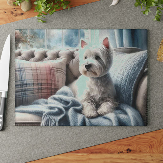 🐾 Westie in Blue Window Nook Cutting Board – Cozy Charm for Dog Lovers 🪟