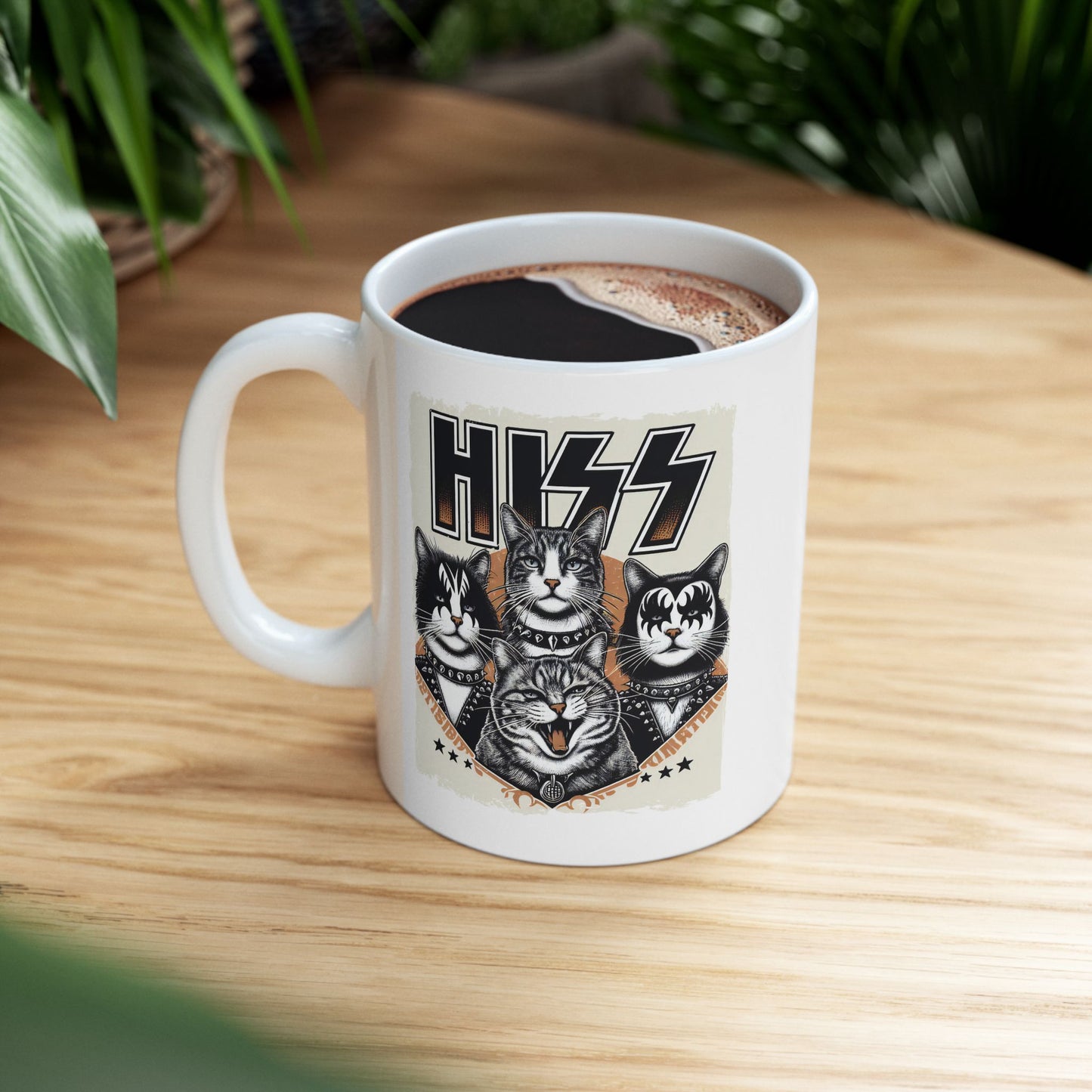 🎸🐾 "HISS" Rock Band Cat Mug – Purrfectly Loud, Proud & Hilarious 🐾🎸