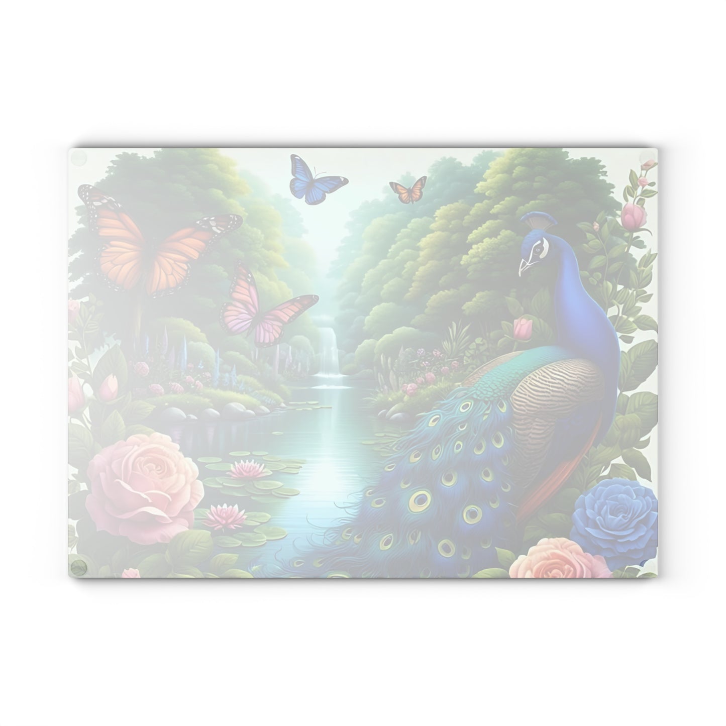 Peacock decor, butterfly decor, cutting board, kitchen decor, kitchen art, serving board, peacock gift, butterfly gift, floral cutting board