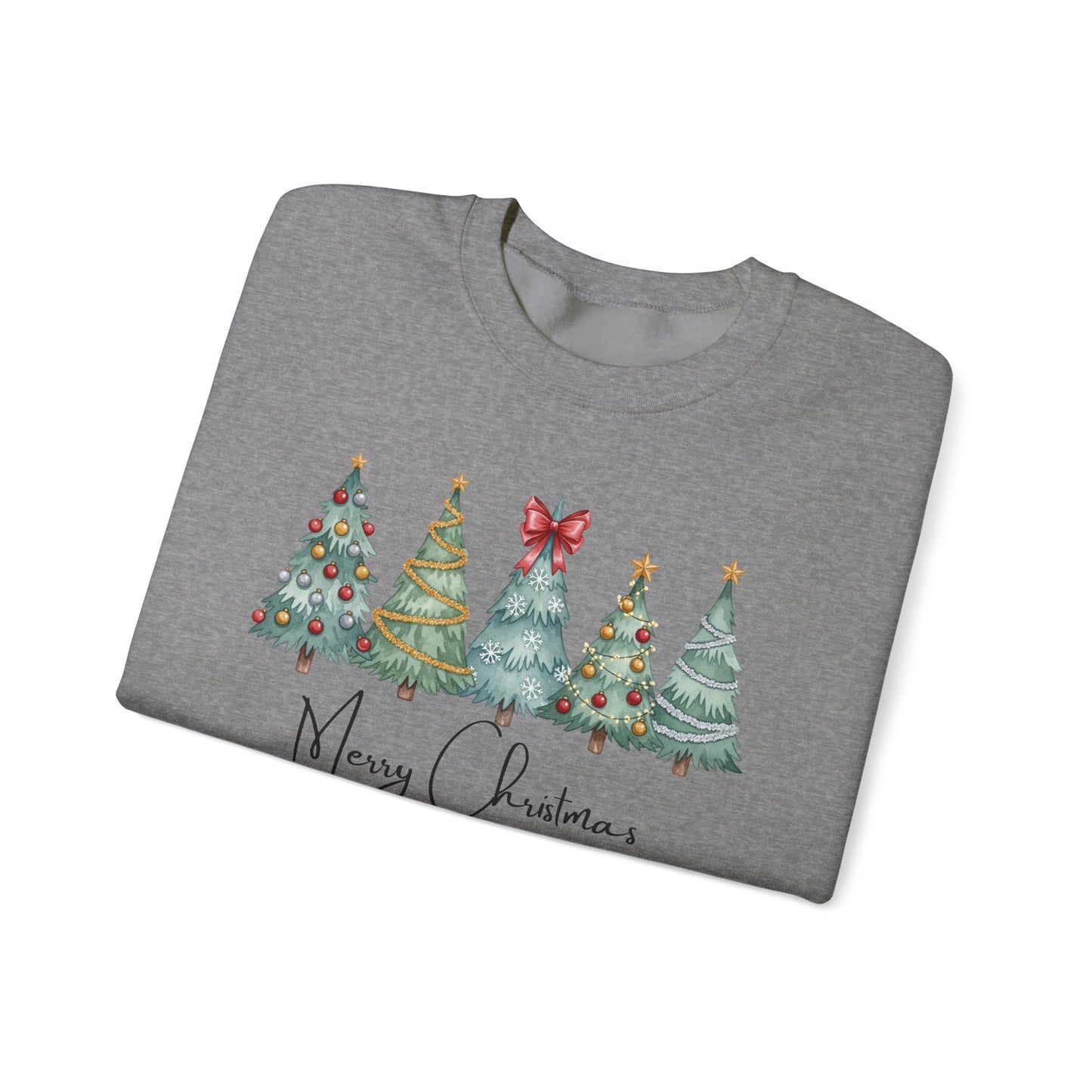🎄✨ Merry Christmas Trees Sweatshirt – Bold Patterns & Festive Cheer