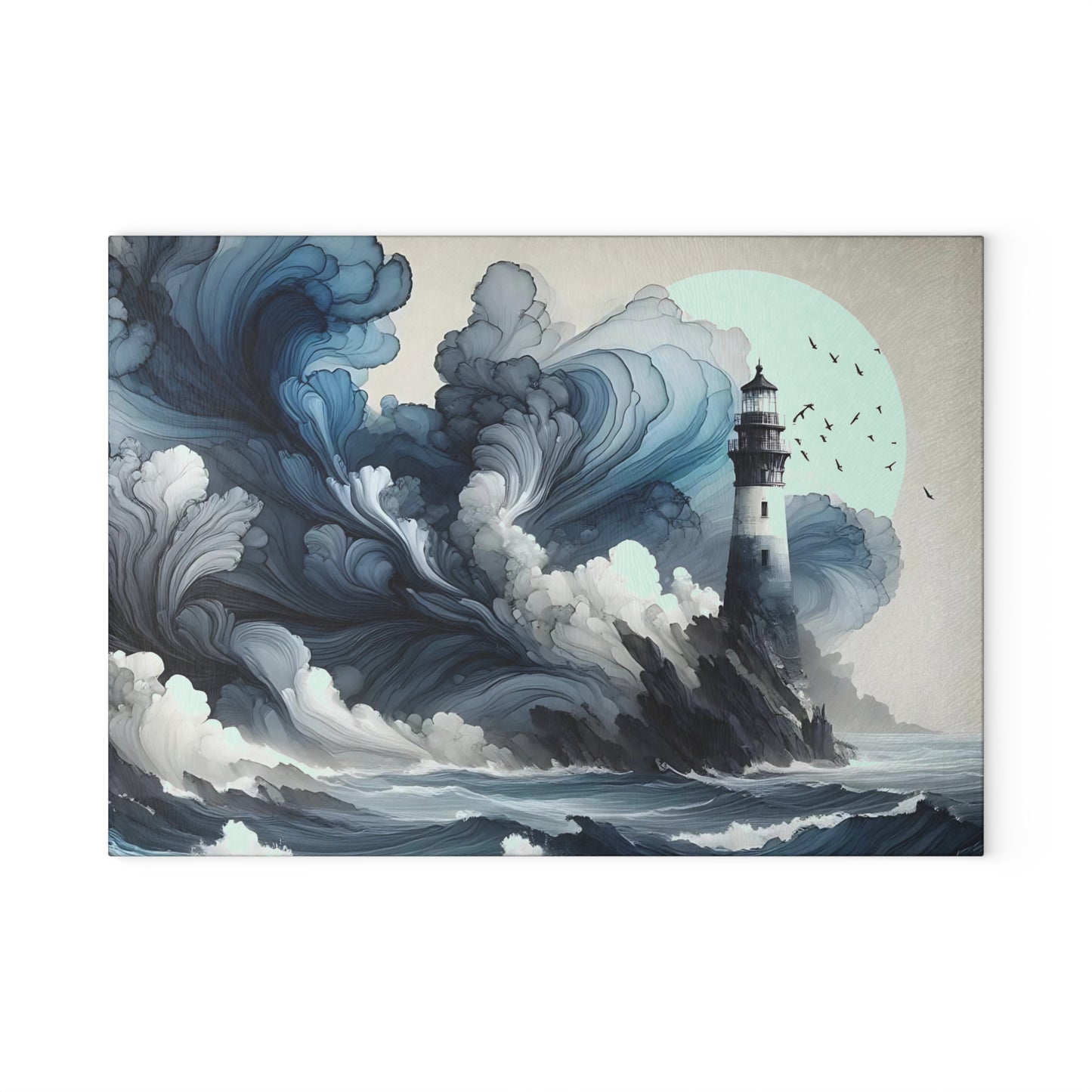 Lighthouse Cutting Board, Charcuterie Board, unique cutting board, Tempered Glass Cutting Board, Housewarming Gift, Custom cutting board