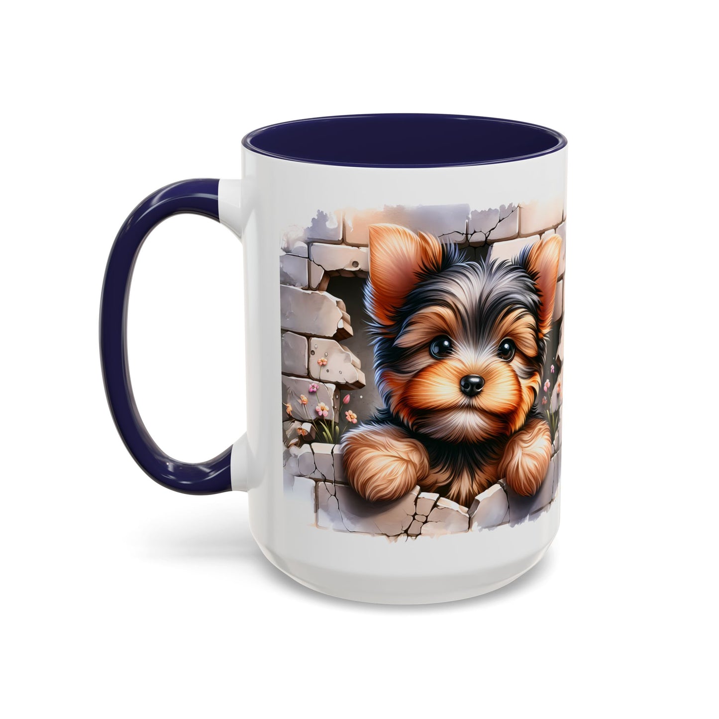 🎀🐶 Yorkie Puppy Accent Mug – Cute Peek-Through Dog Design for Animal Lovers ☕💖