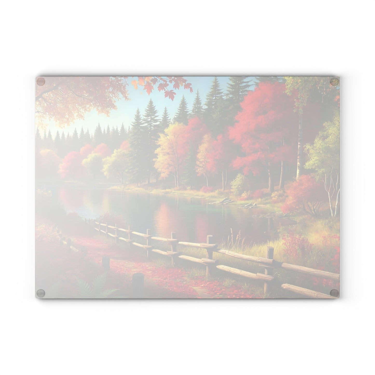 🍂 Autumn Lake Path Cutting Board – Tranquil Forest Reflections for Your Kitchen