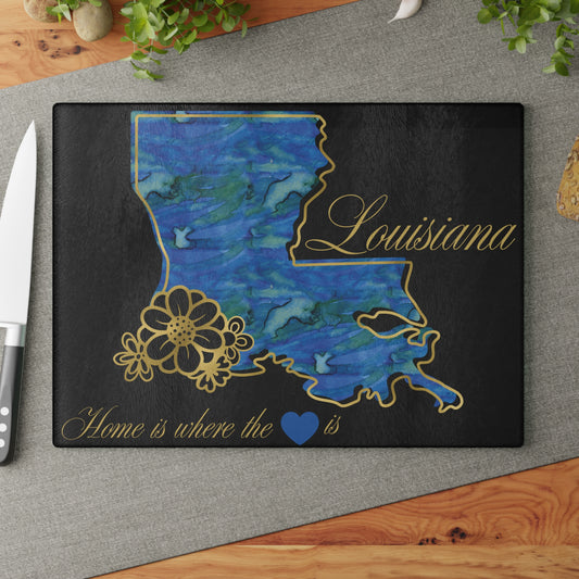 💙 Louisiana State Cutting Board – Bold Blues with Bayou Love