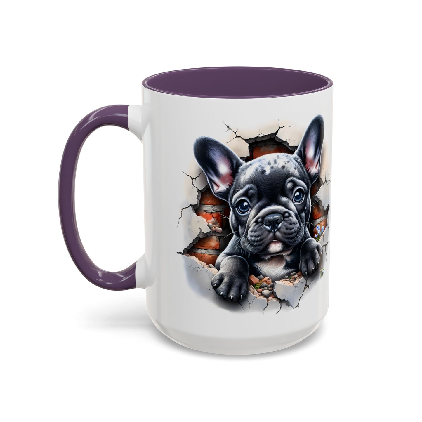 🐾🖤 Black French Bulldog Puppy Accent Mug – Cute Peek-Through Cup for Dog Lovers ☕✨