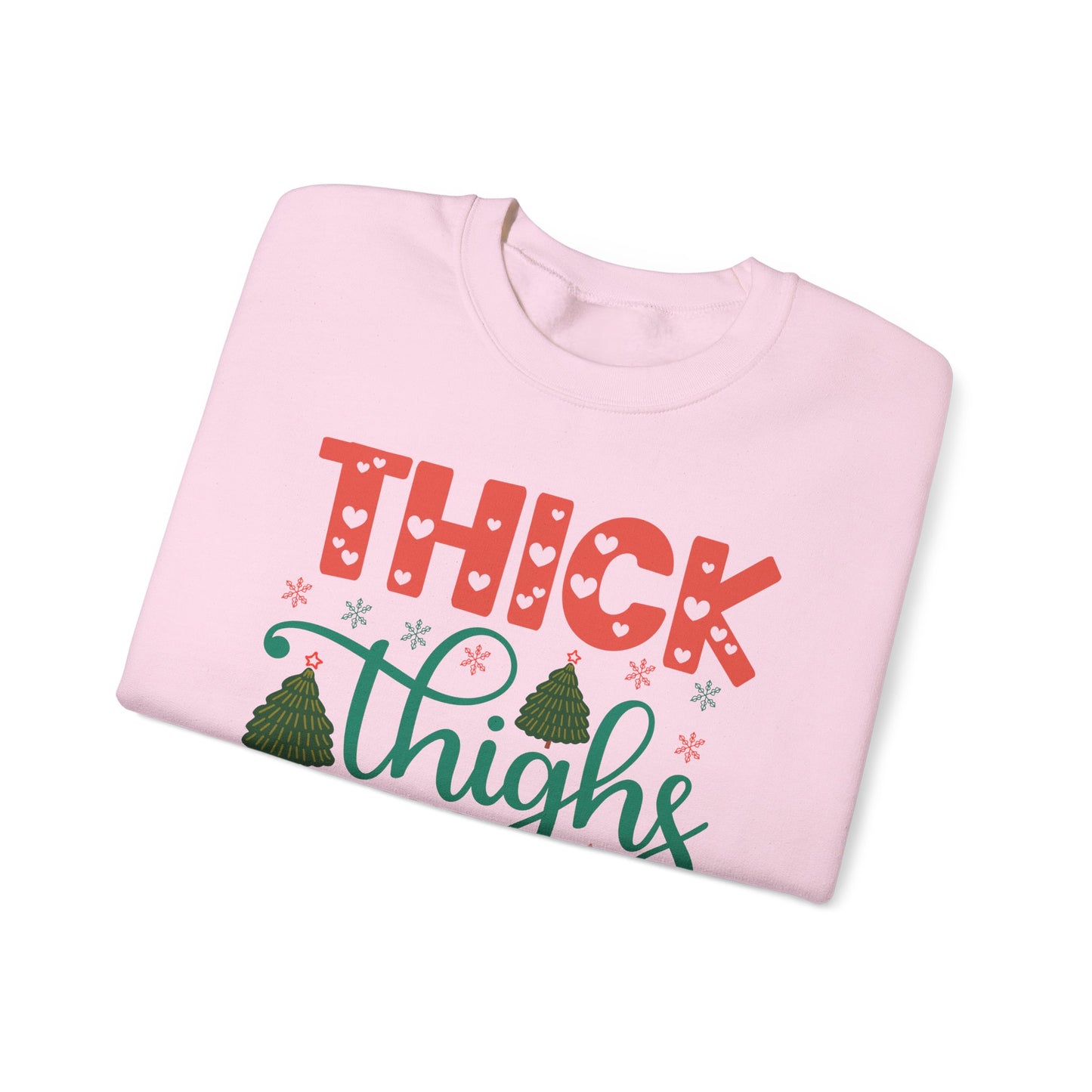 🎄💖 Thick Thighs & Christmas Vibes Crewneck – Cute, Confident & Cozy