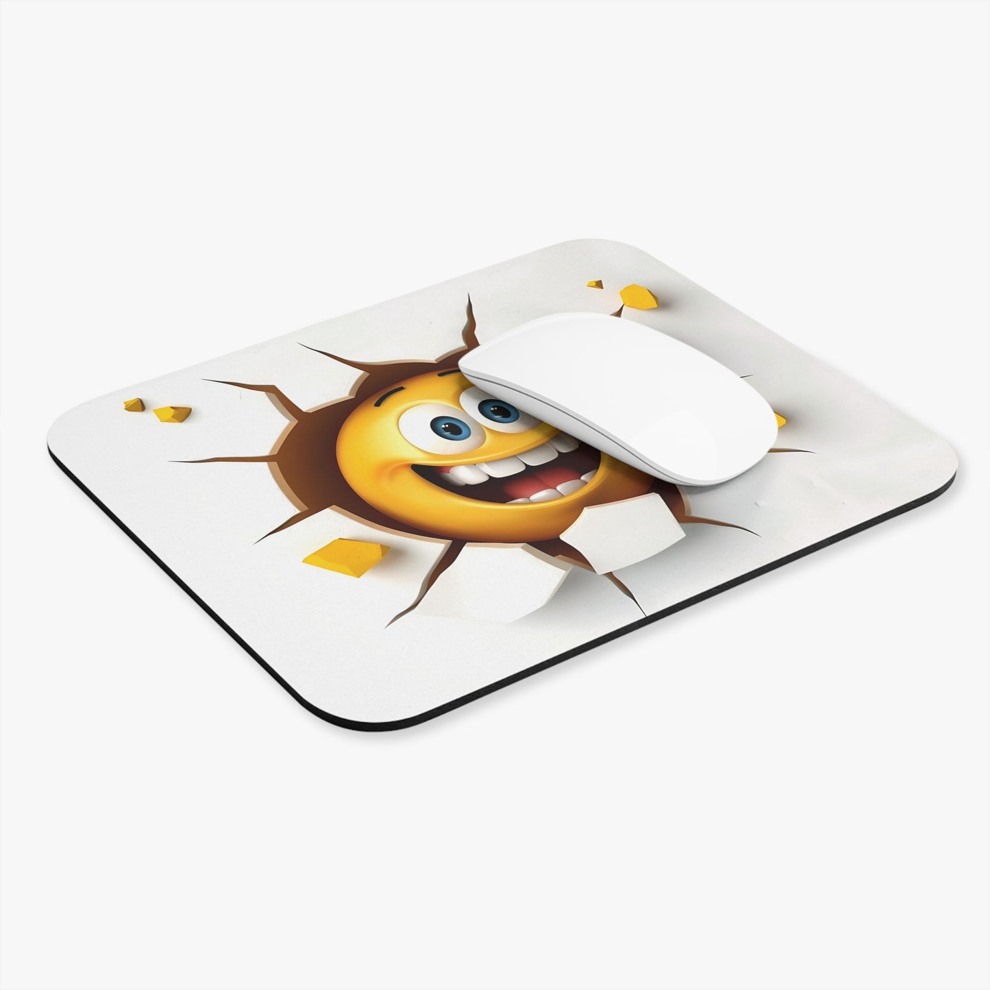 🖱️😄🧱 3D Smash Emoji Mouse Pad – Big Happy Face Bursting Through the Wall