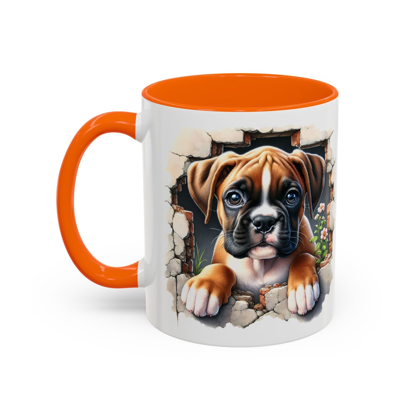 🐶☕ Boxer Puppy Peek Accent Mug – Adorable Dog Lover Gift ✨💛