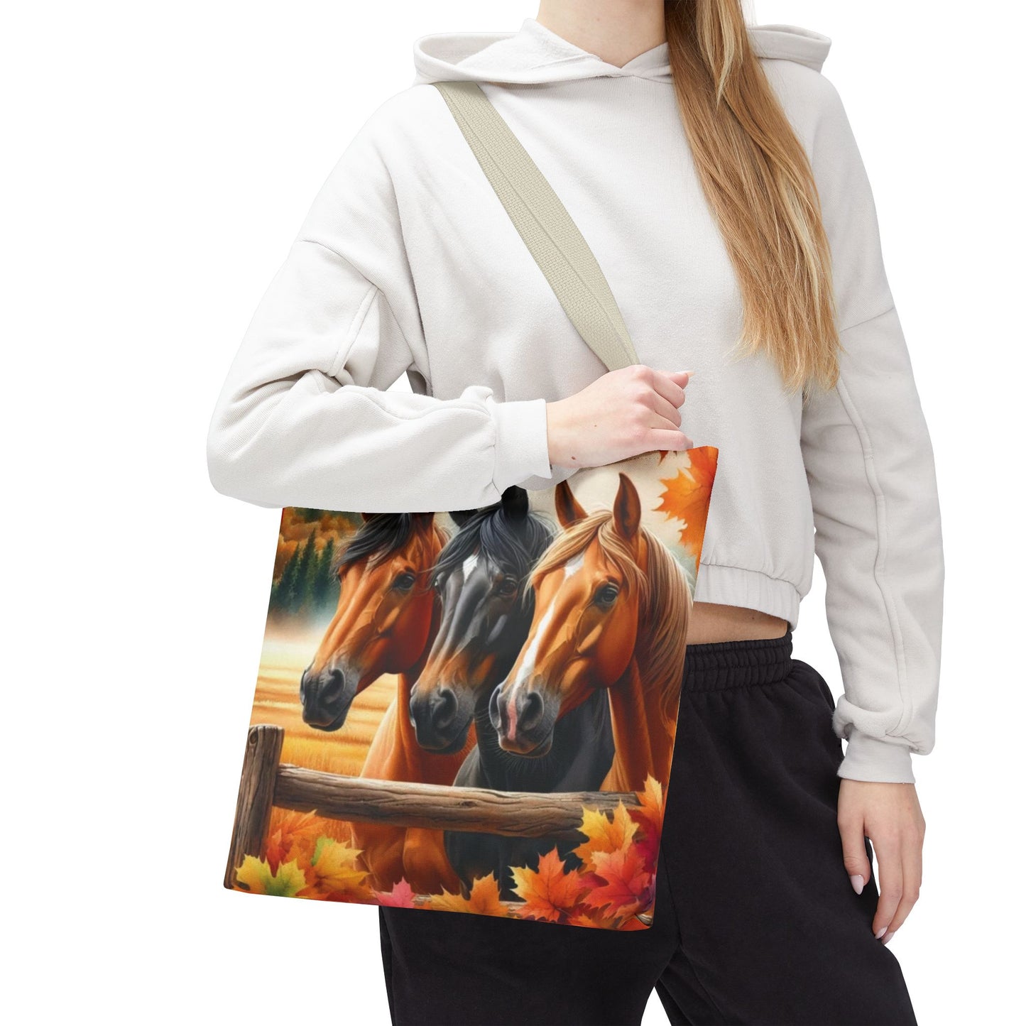 🐴 Autumn Horse Trio Tote Bag – Rustic, Stylish & Practical 🍂