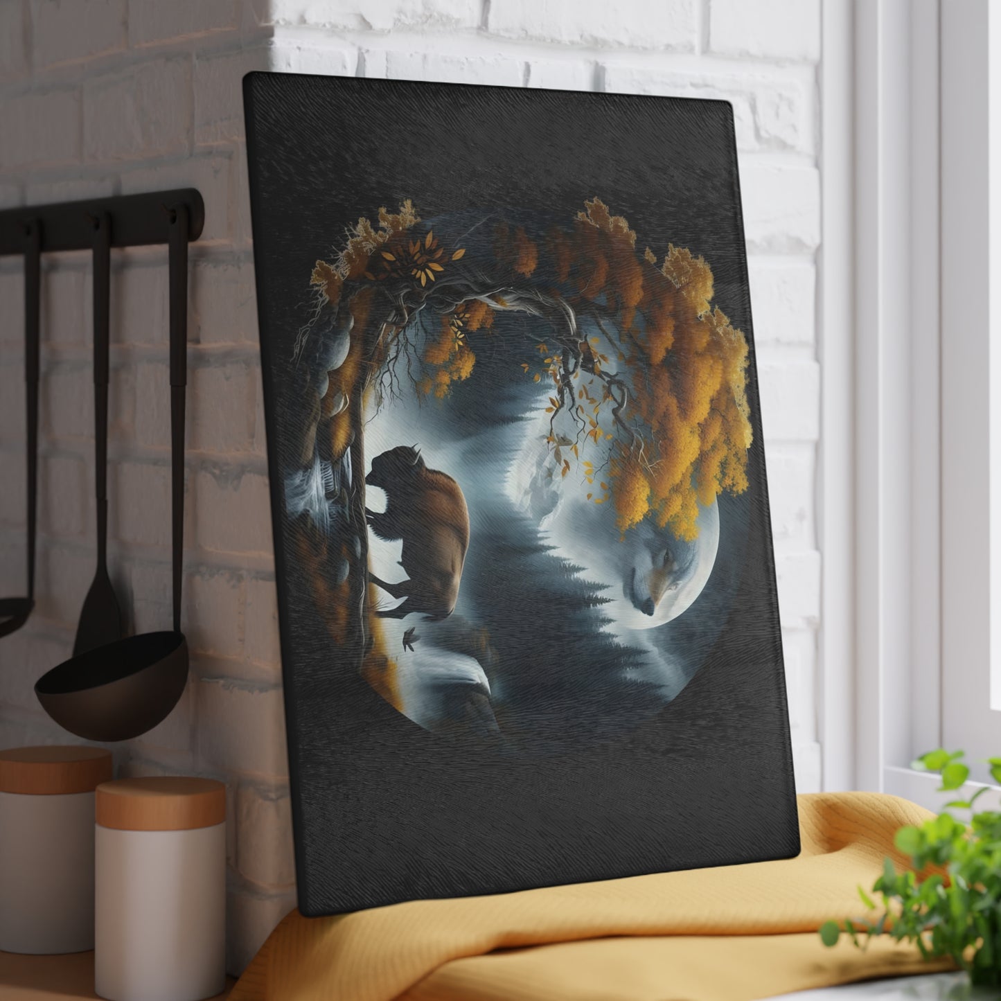 🌌 Mystic Bison Moonlight Cutting Board – Wilderness Spirit for Your Kitchen 🦬