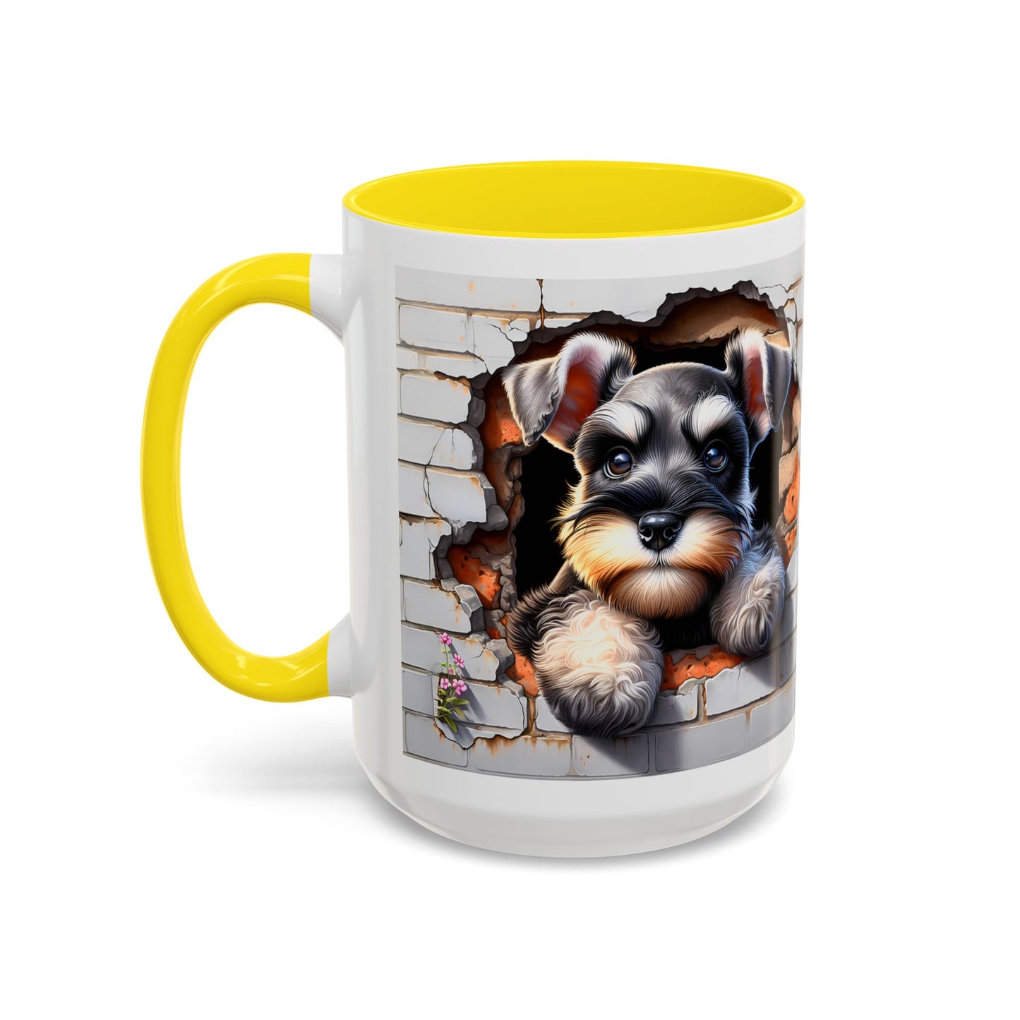 🎀🐶 Schnauzer Puppy Accent Mug – Cute Peek-Through Dog Design for Animal Lovers ☕💖