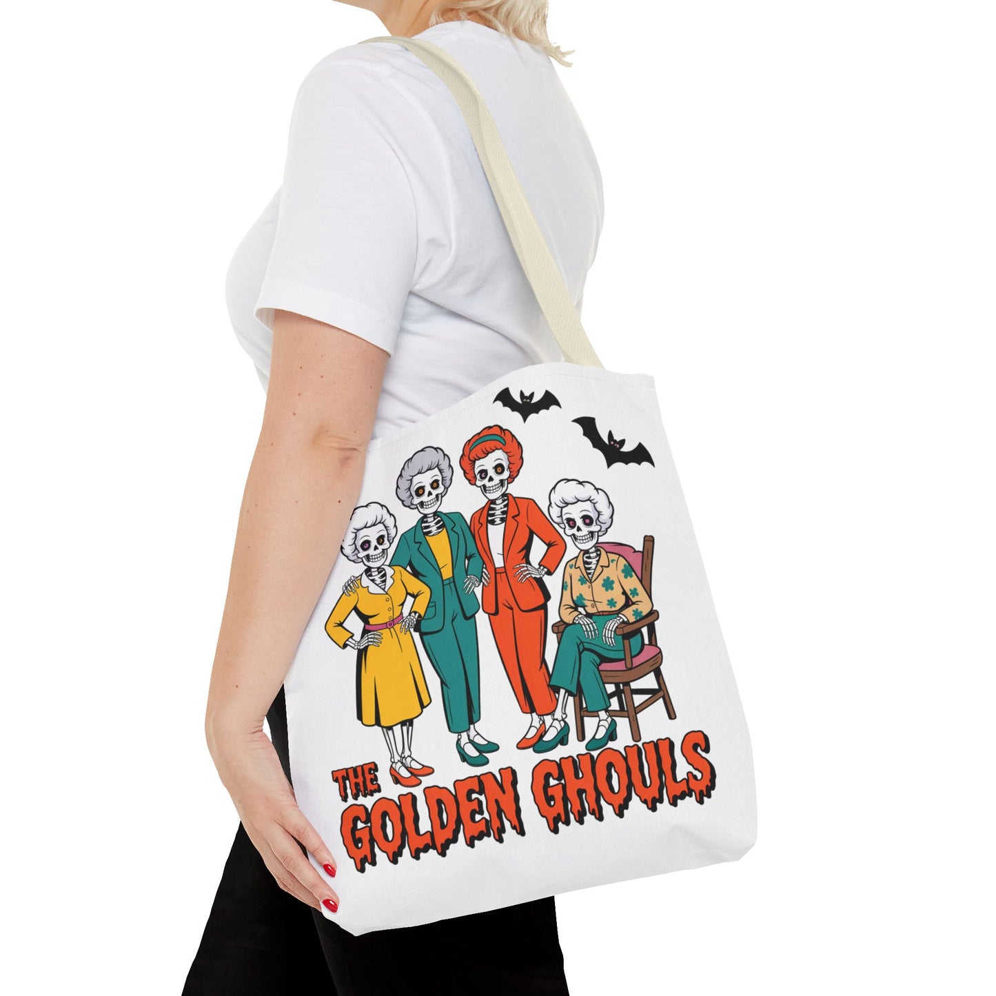 🖤 Retro Skeleton Squad Tote Bag – Spooky Chic Style for Halloween 👻👜