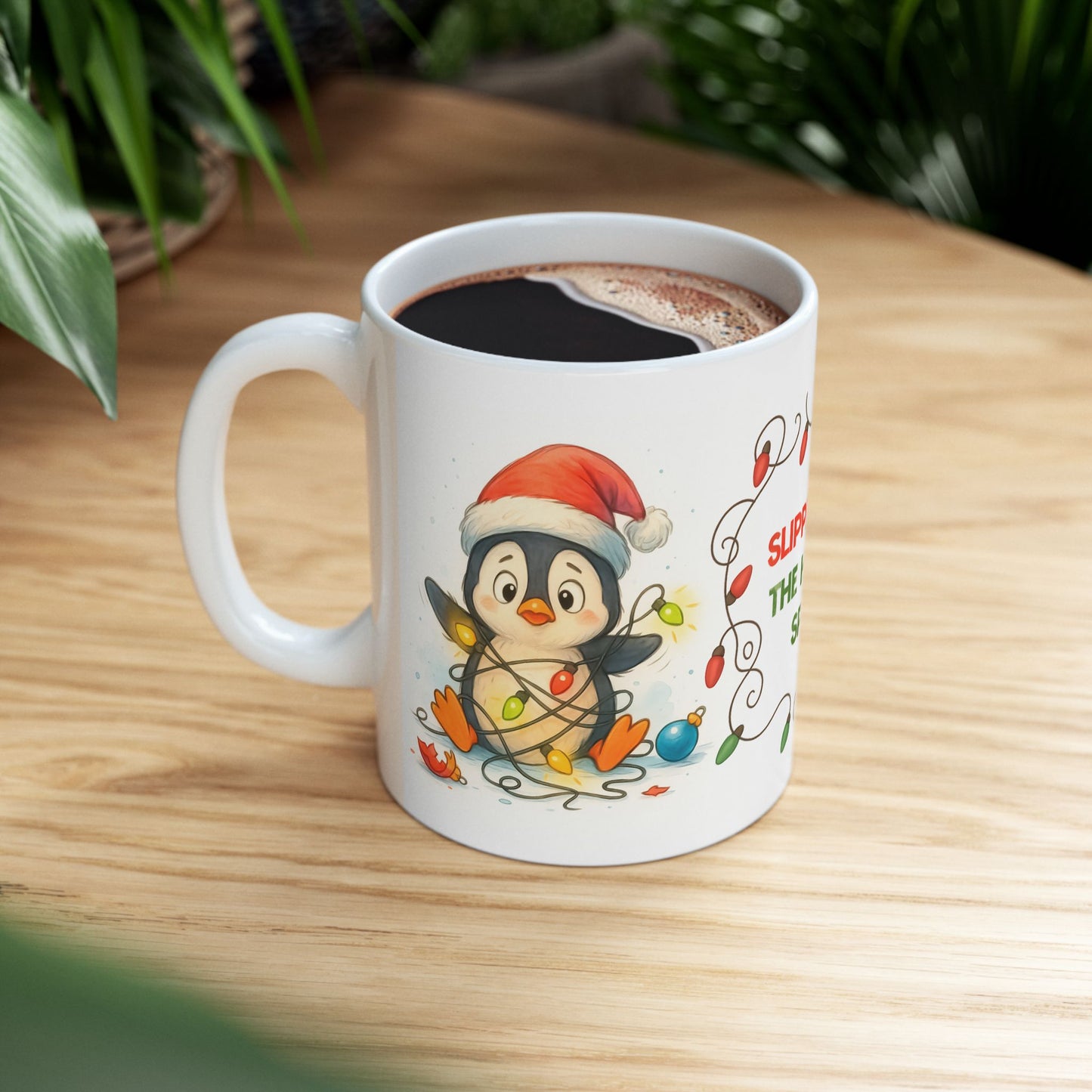 🐧🎄 Slipped Into the Holiday Spirit Penguin Mug – Cute Christmas Coffee Cup ✨☕