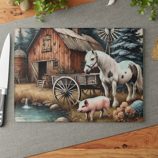 Farmhouse cutting board, Tempered Glass Cutting Board, Charcuterie Board, Chopping Board, Housewarming Gift, Custom cutting board