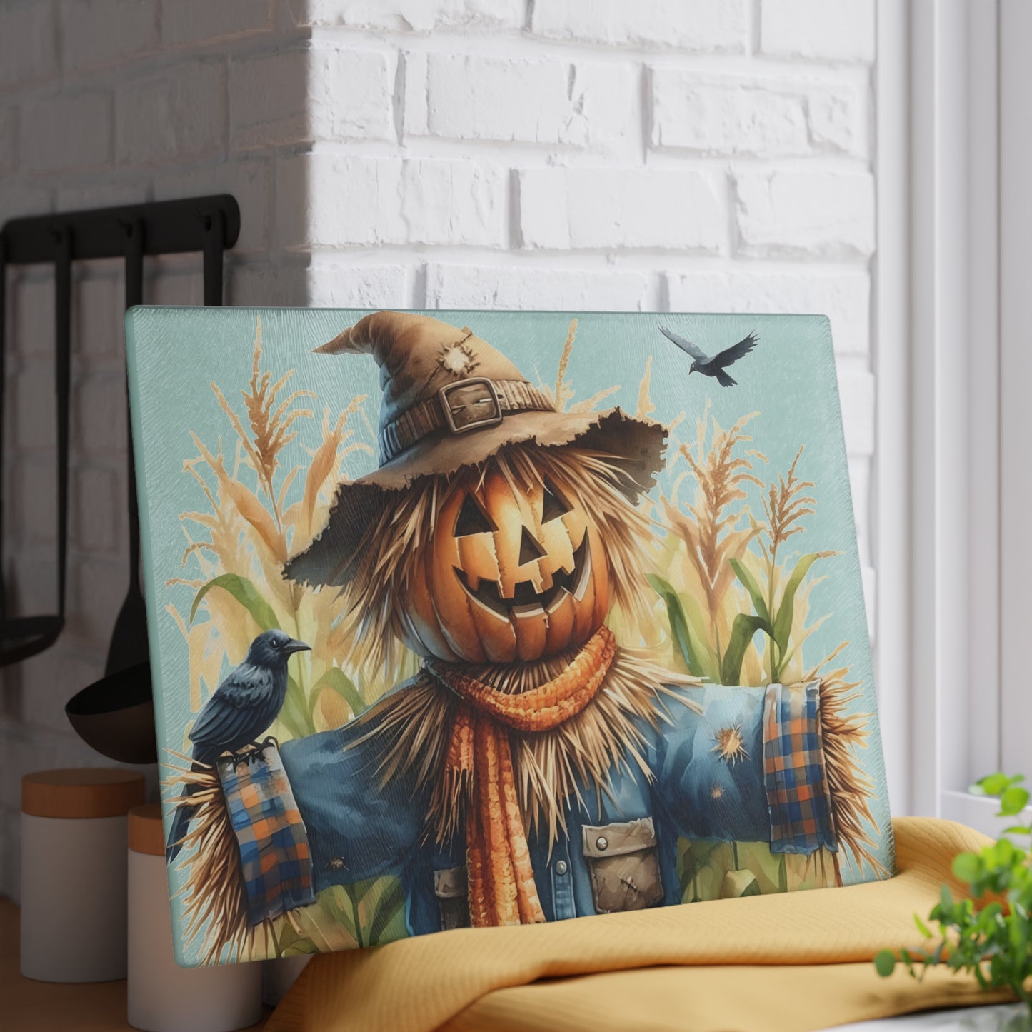 🎃 Pumpkin Scarecrow Cutting Board – Rustic Harvest Charm for Your Kitchen 🌾