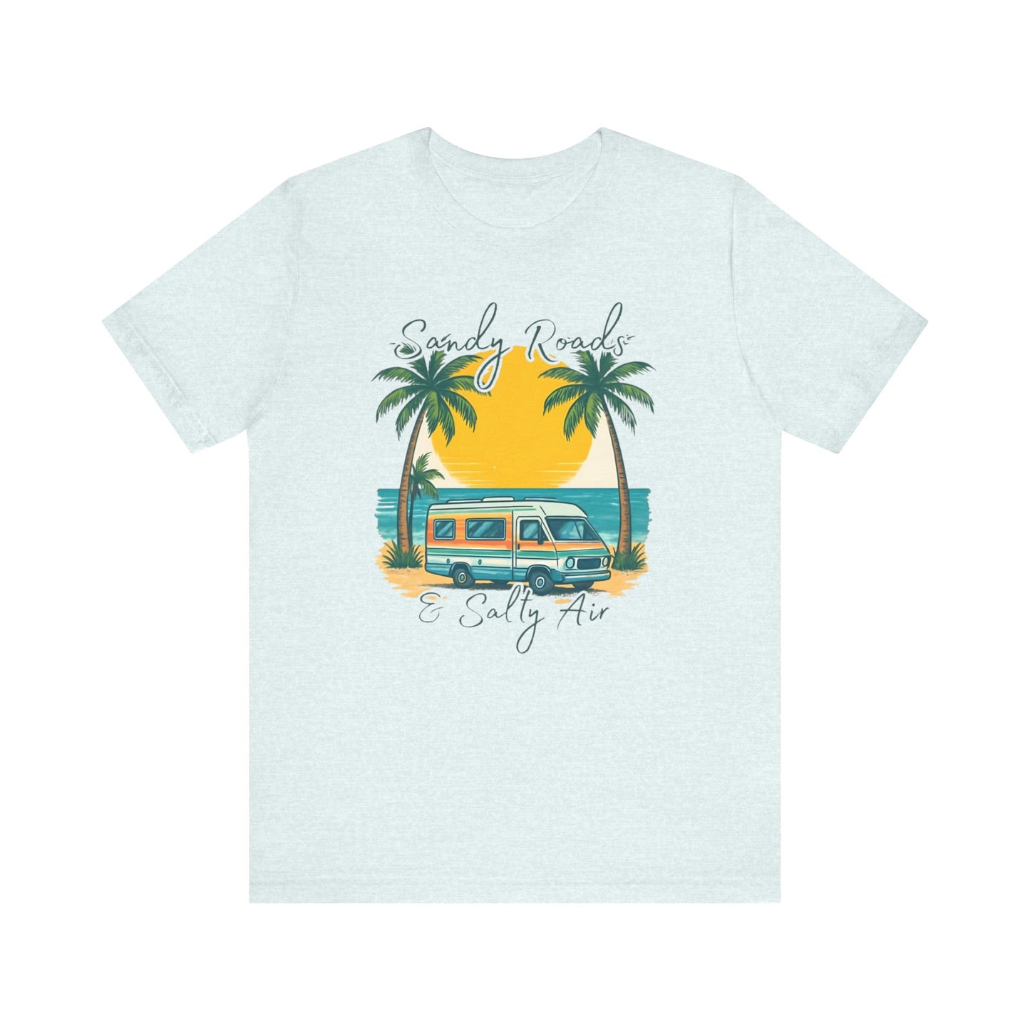 Camiseta Sandy Roads &amp; Salty Air: Camisa playera ligera para mujer para días costeros y ambiente veraniego.