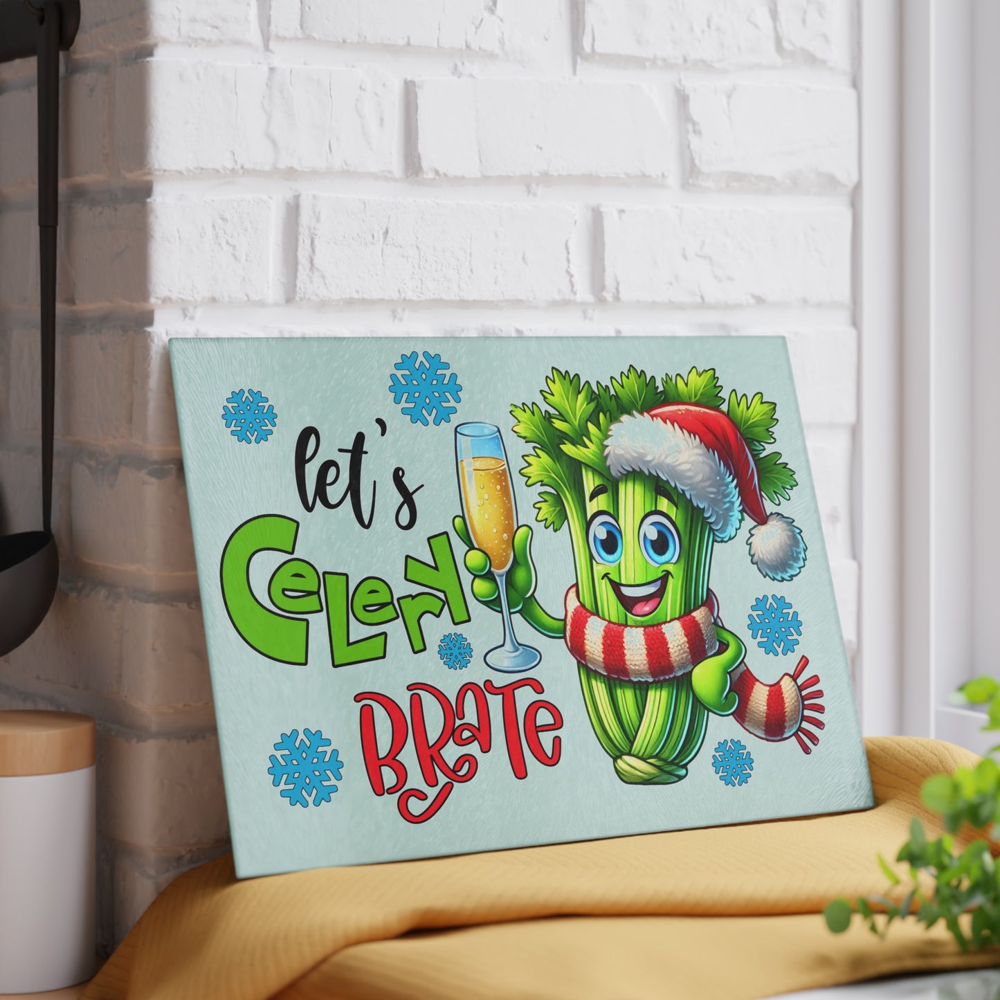 🥳🎄 Celery-brate Christmas Cutting Board – Festive Fun for Your Kitchen 🥂
