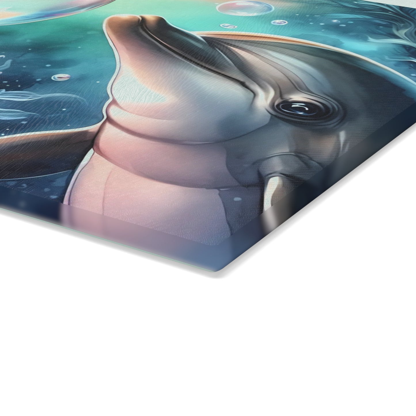 Tabla de cortar con diseño de delfín, vidrio templado con vibrantes escenas de delfines, regalo para chef, regalo para ella, regalo de boda o inauguración de la casa.
