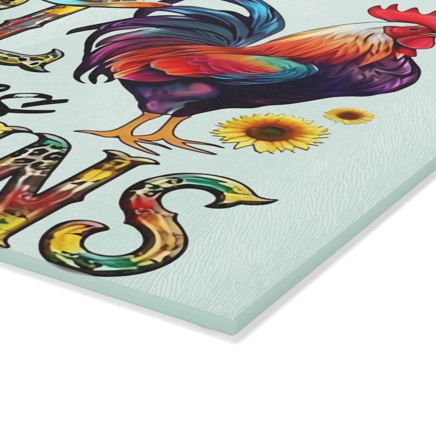 🐔🌻 JUST A GIRL WHO LOVES CHICKENS – Cowgirl Chicken Glass Cutting Board 🤠🐓