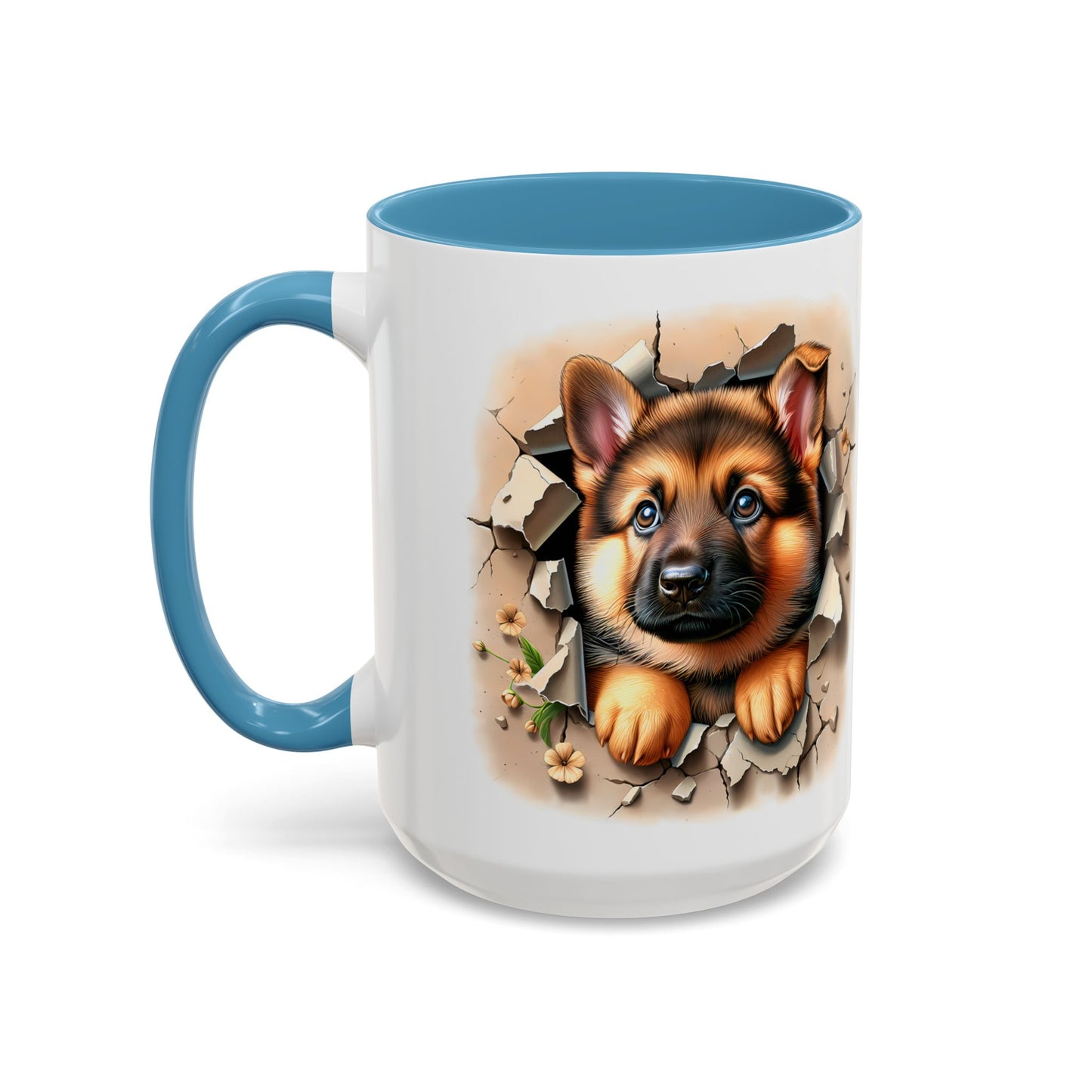 🐾☕ German Shepherd Puppy Peek Accent Mug – Loyal Pup Lover Gift ✨🖤