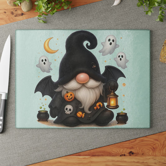 🎃🧙‍♂️ Spooky Halloween Gnome Cutting Board – Haunted Kitchen Décor with Ghosts & Lanterns 👻🕯️