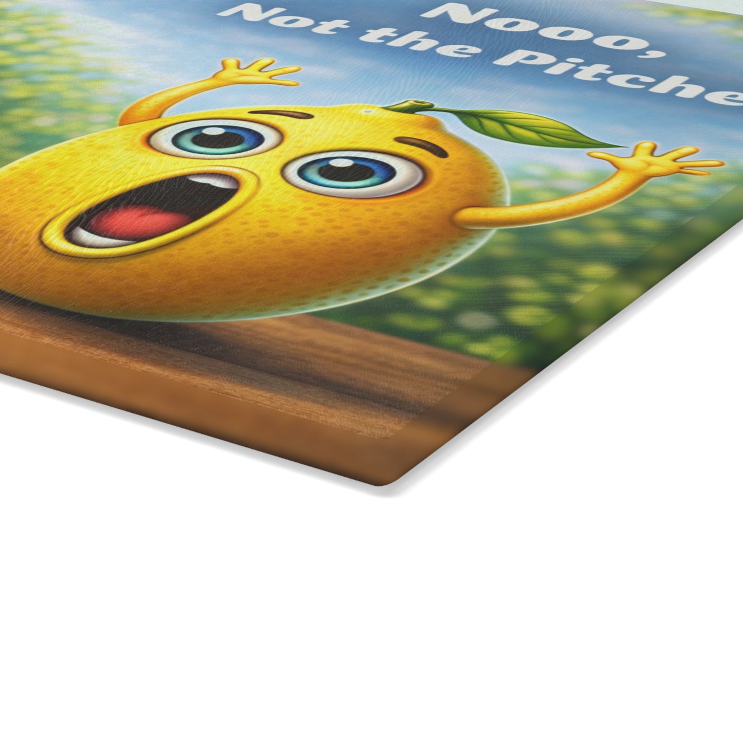 Nooo, Not the Pitcher! Glass Cutting Board – Playful Lemonade Humor Kitchen Artwork