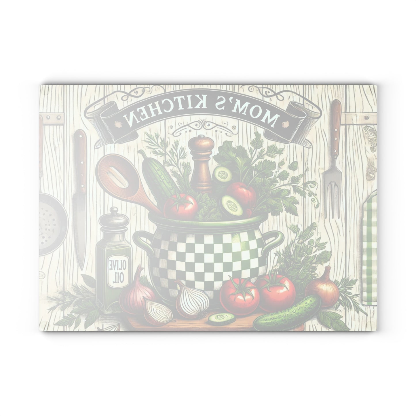 Tabla de cortar de vidrio “Cocina de mamá”: decoración cálida y saludable para cocinar 🌿🍴