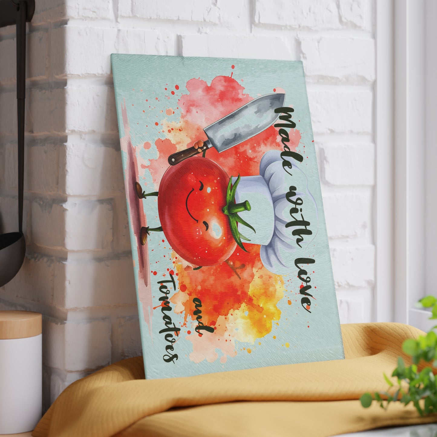 🍅 Made With Love and Tomatoes – Funny Chef Cutting Board