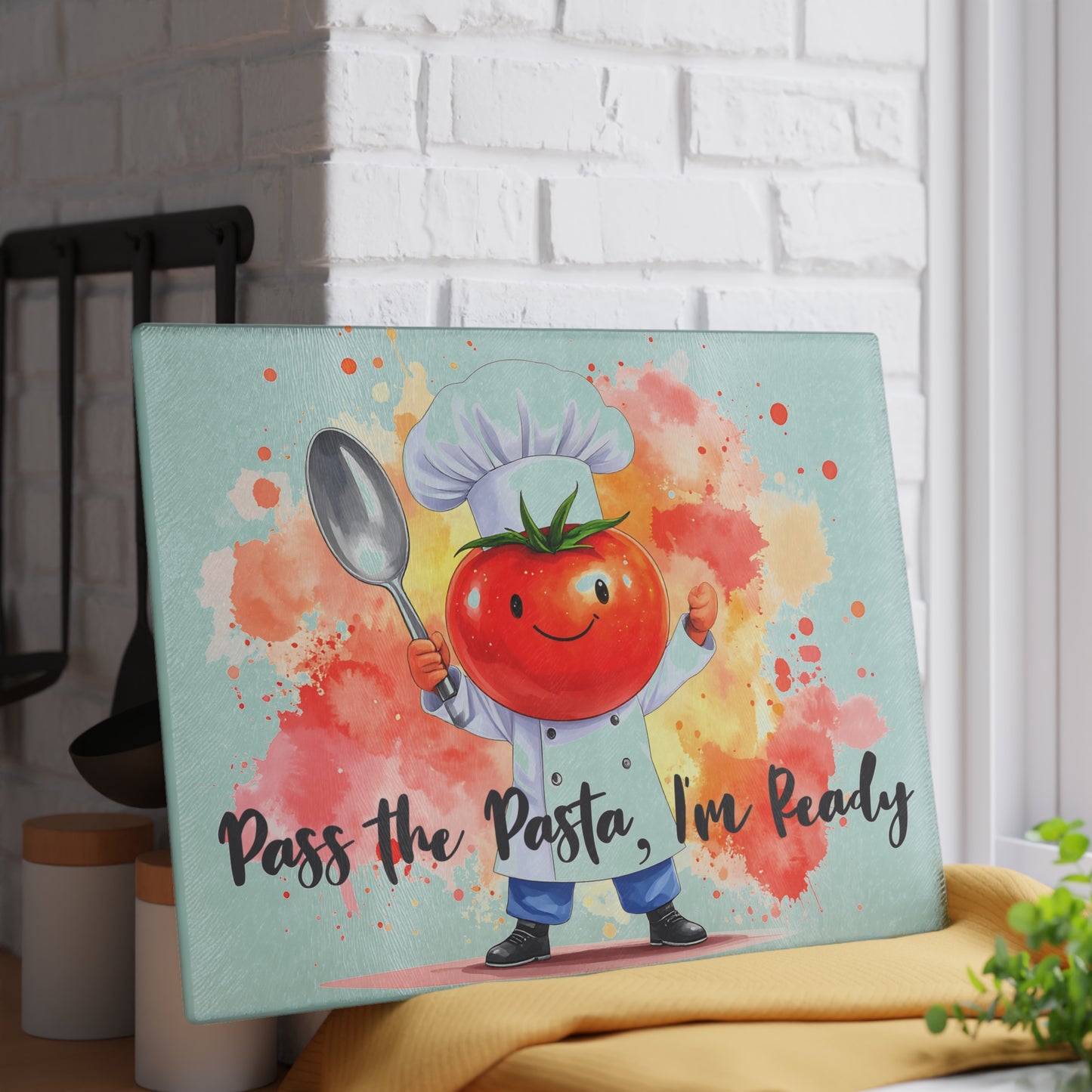 🍝 Pass the Pasta, I'm Ready – Funny Tomato Chef Cutting Board