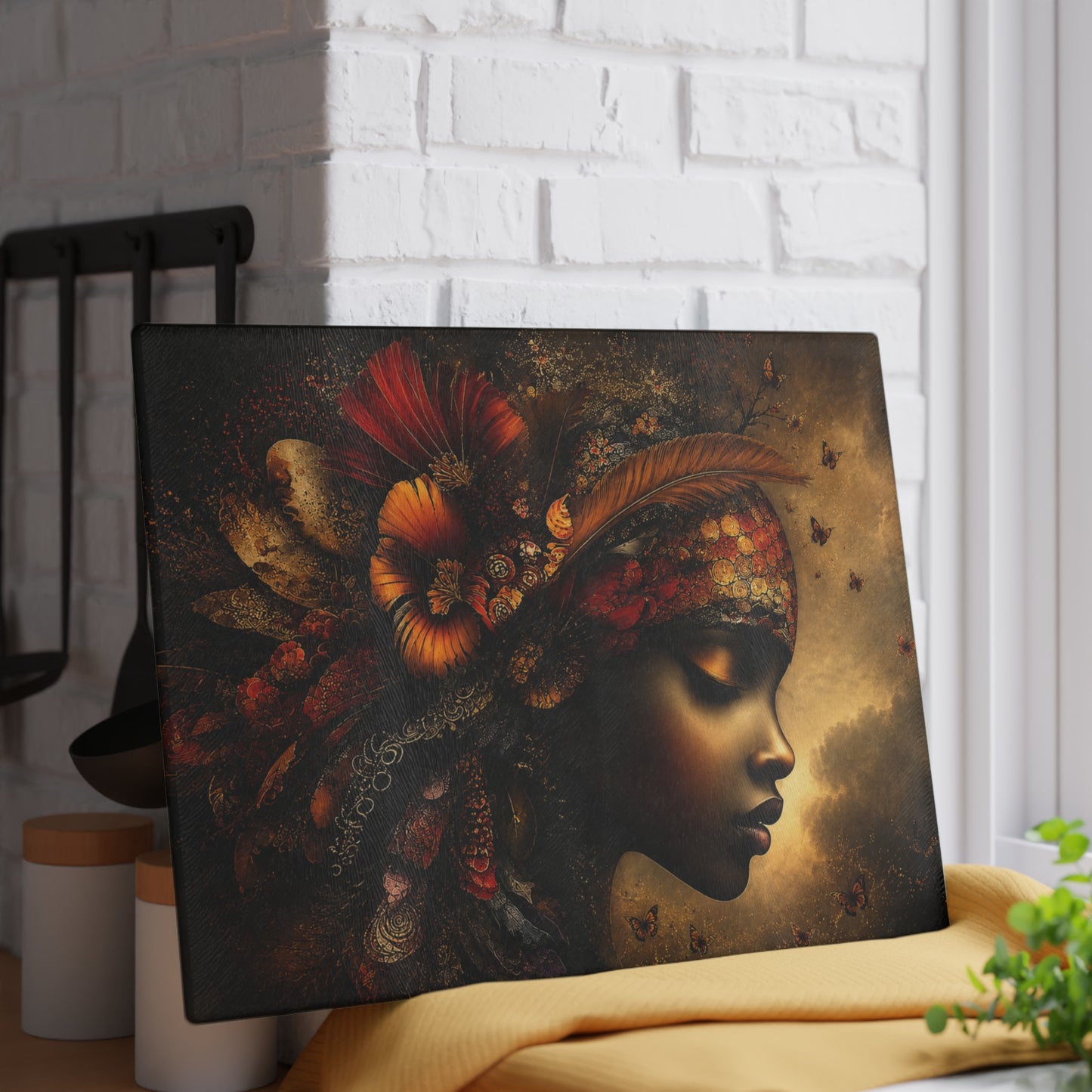 Midnight Bohemian Muse Glass Cutting Board