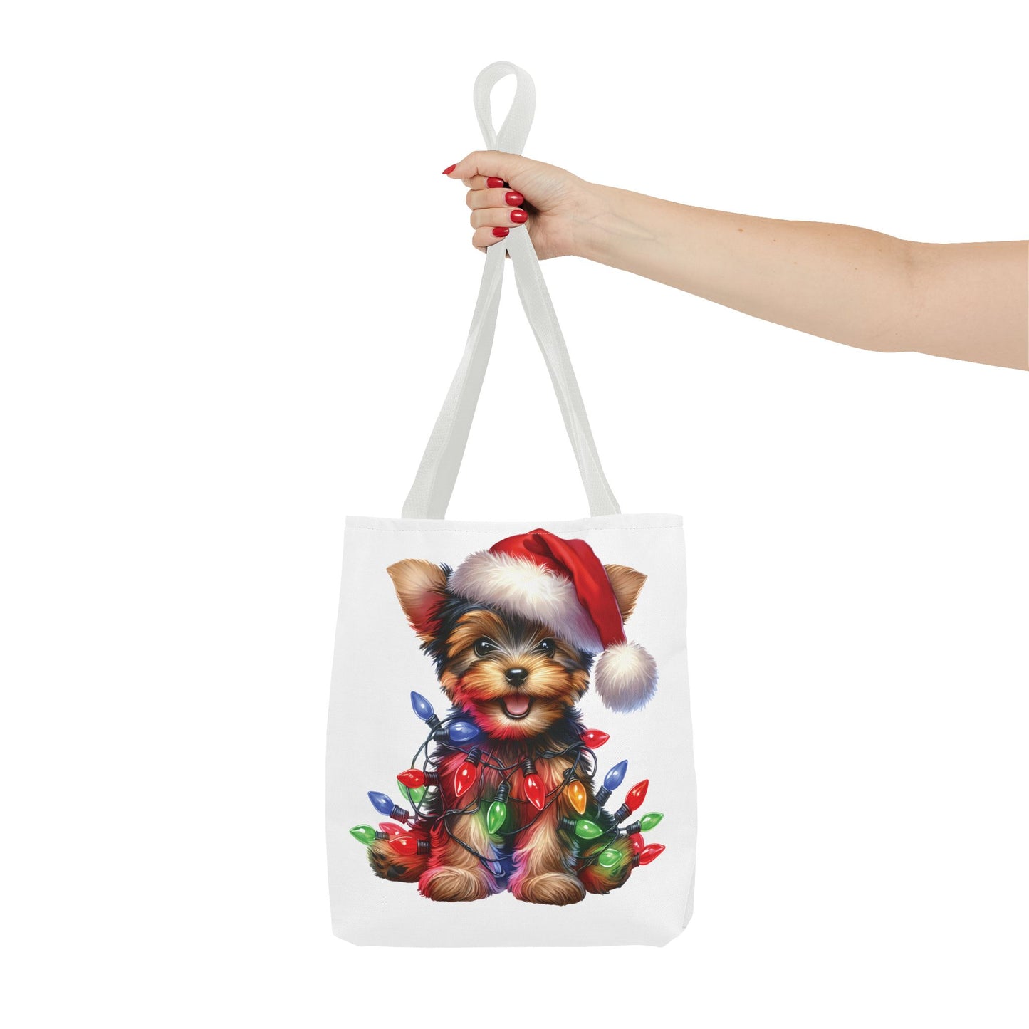 🎄 Yorkie Christmas Lights Tote Bag – Holiday Cheer in Every Carry 🎁
