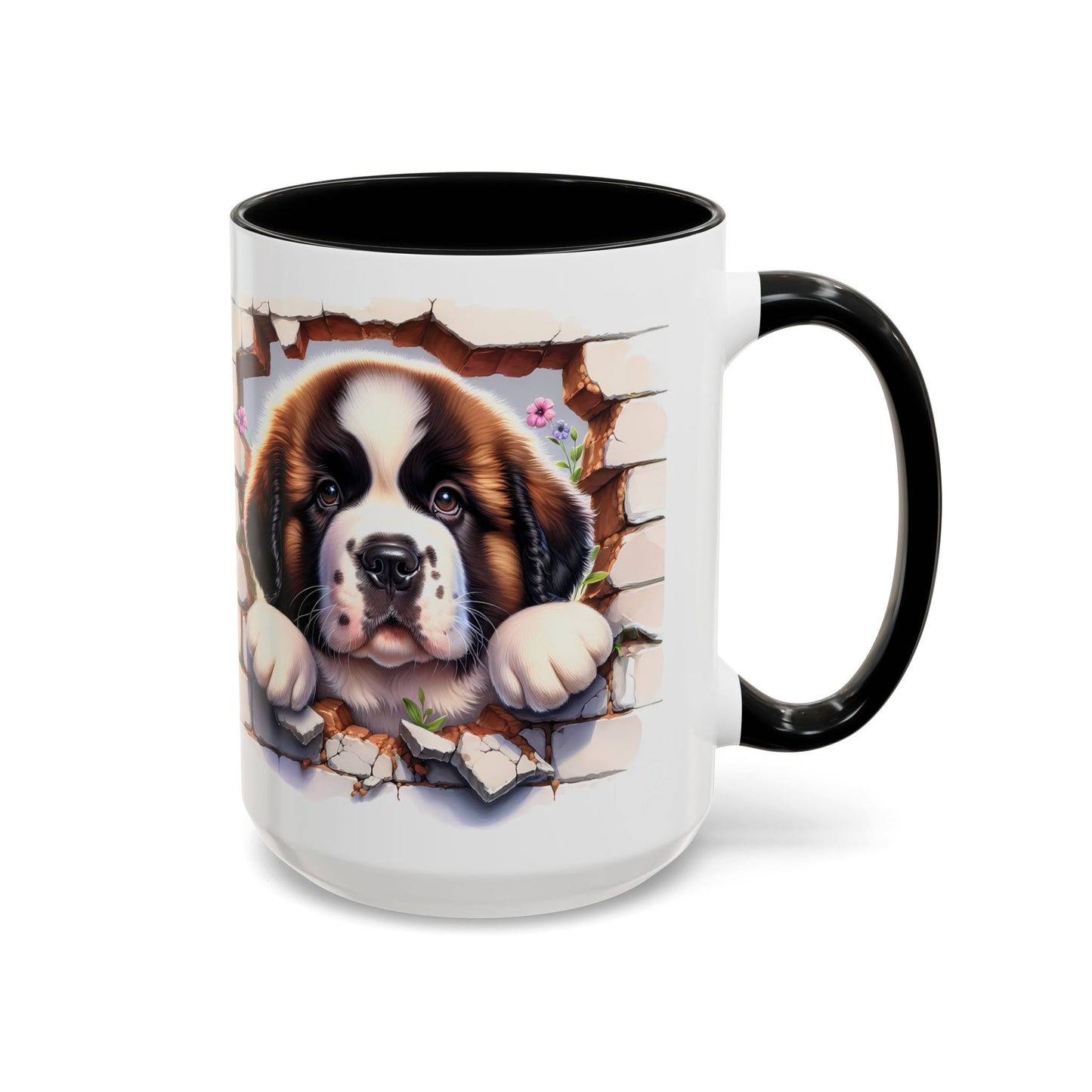 🐾☕ St. Bernard Puppy Peek Accent Mug – Gentle Giant Pup Lover Gift ✨❤️