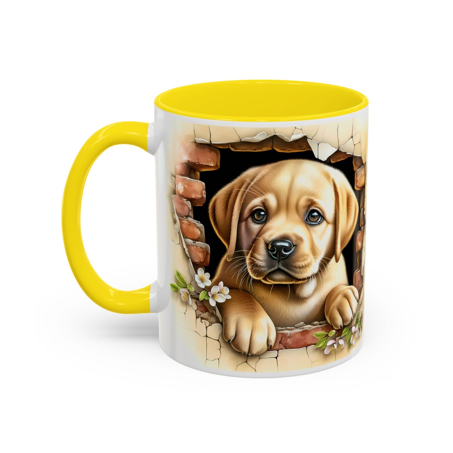🐶☕ Labrador Puppy Peek Accent Mug – Sweet Yellow Lab Lover Gift ✨💛