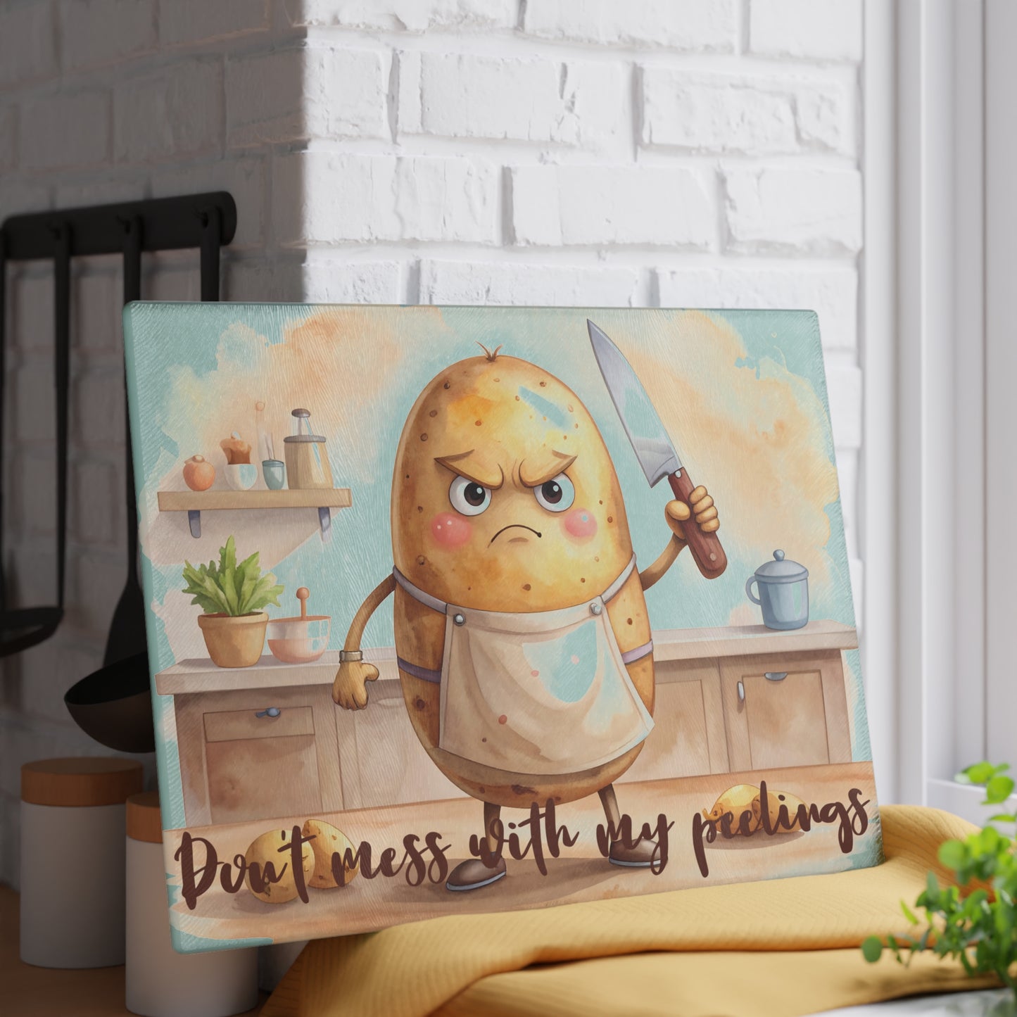 🥔 Don’t Mess With My Peelings – Funny Potato Cutting Board