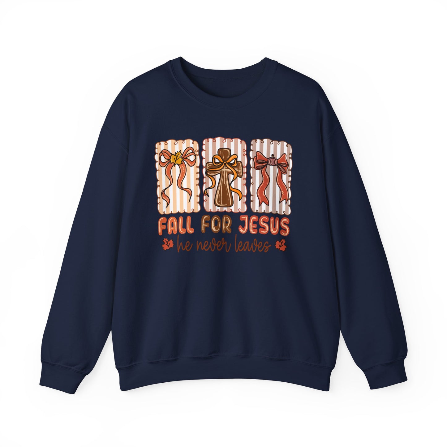 🍂✝️ Fall For Jesus – “He Never Leaves” Sweatshirt