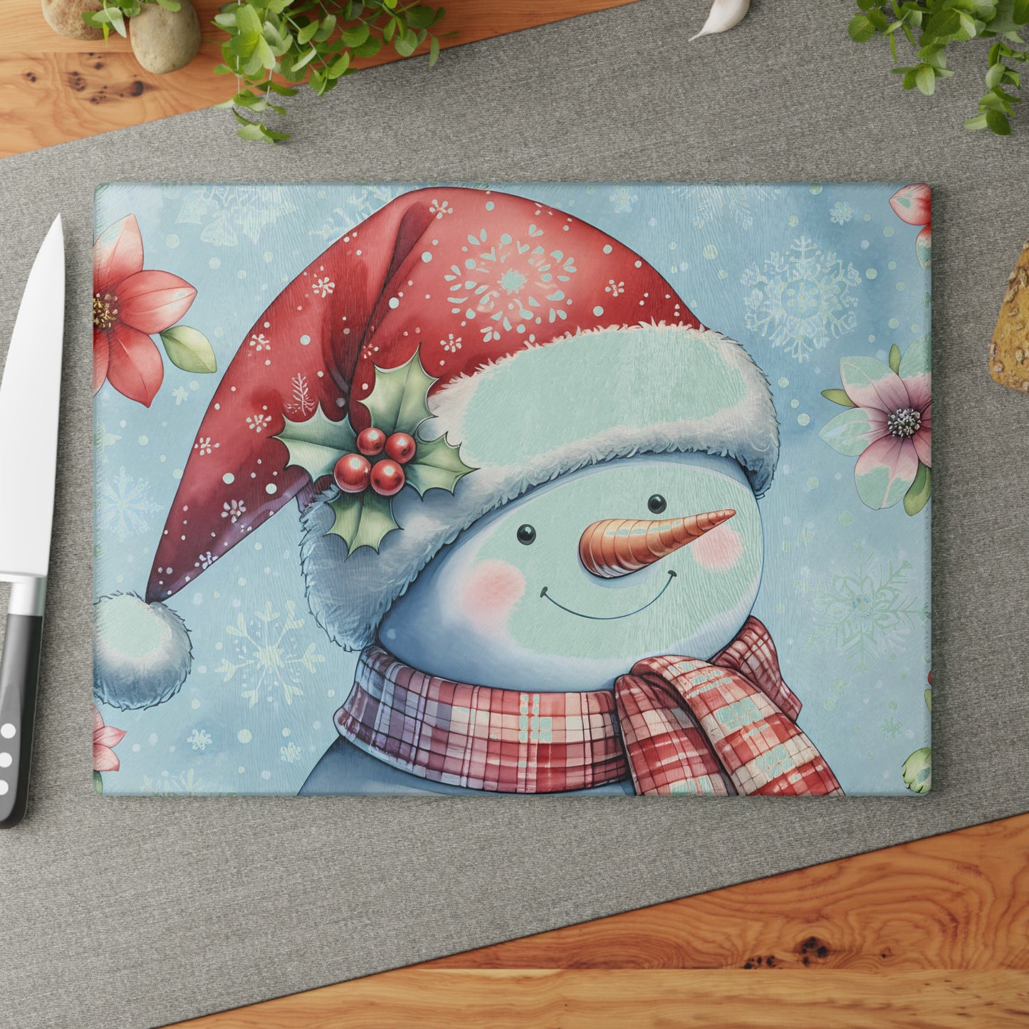 ⛄❄️ Snowman Christmas Cutting Board – Cozy Winter Charm for Your Holiday Kitchen 🎄✨