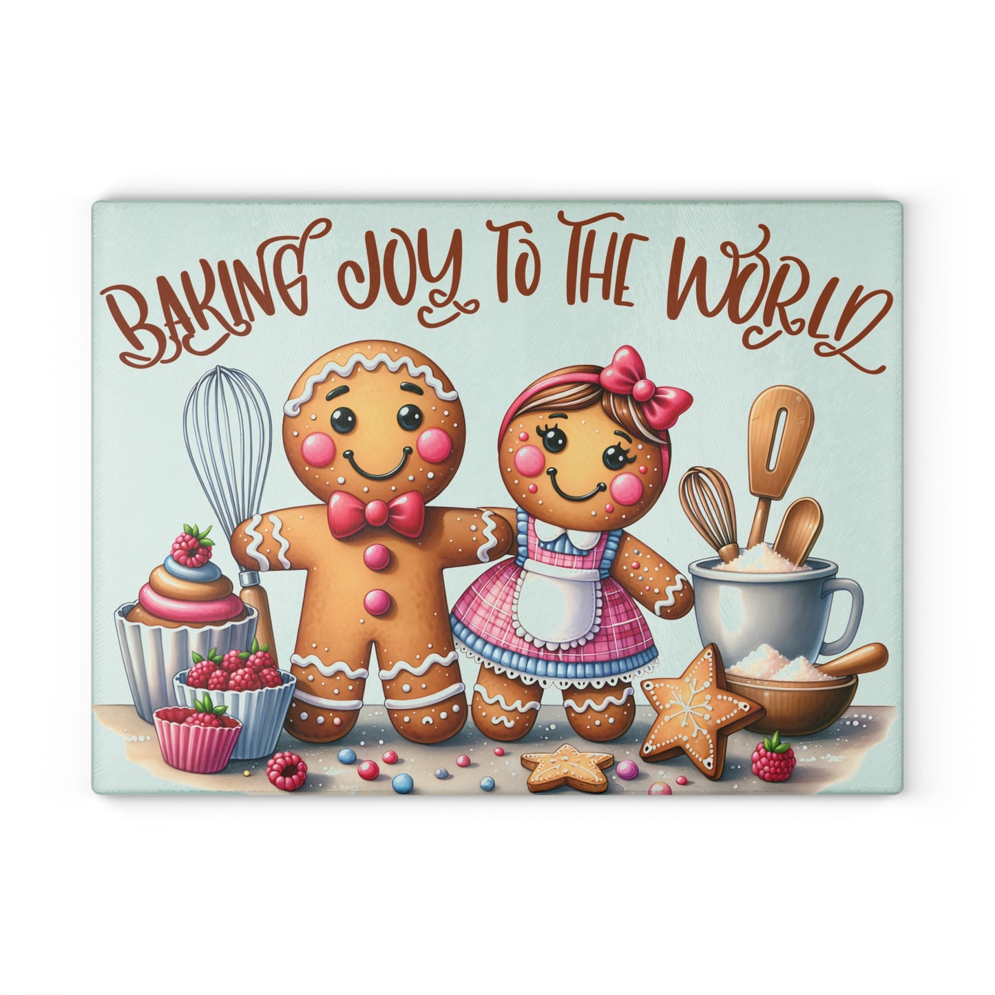 🍪🎄 Baking Joy to the World Gingerbread Couple Cutting Board 🎄🍪