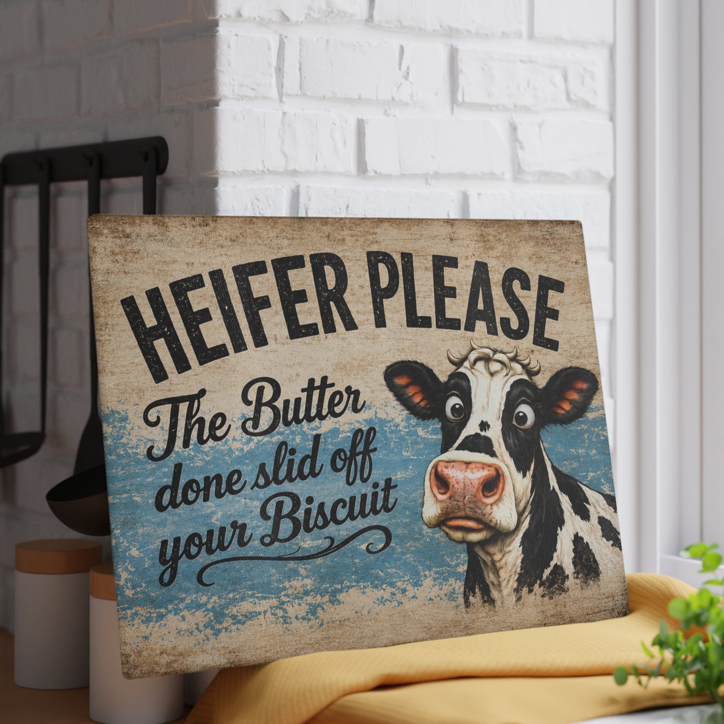 Heifer Please Glass Cutting Board – Funny Farmhouse Cow Kitchen Decor