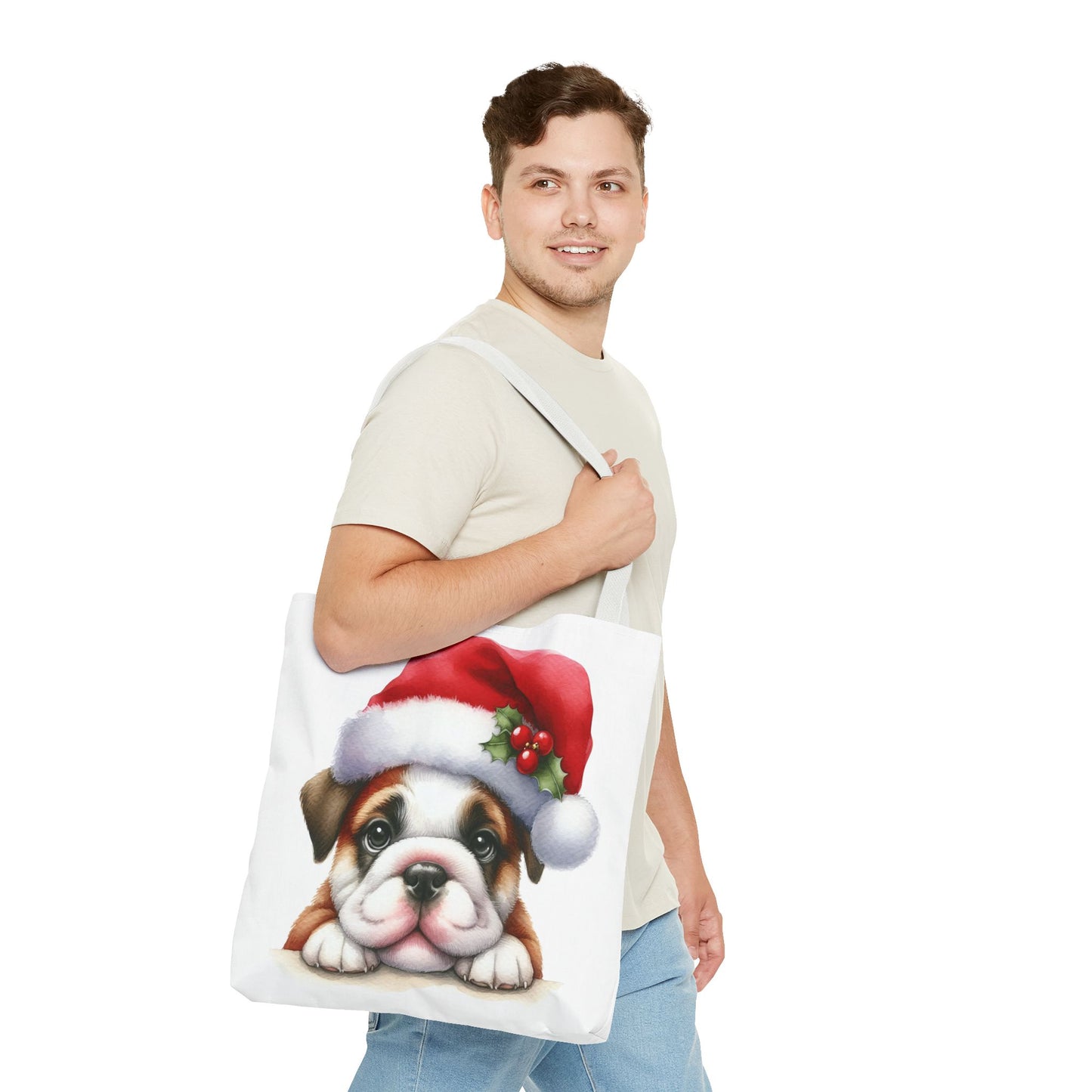 🐾 Bulldog Christmas Tote Bag – Santa Paws Cuteness You Can Carry 🎄