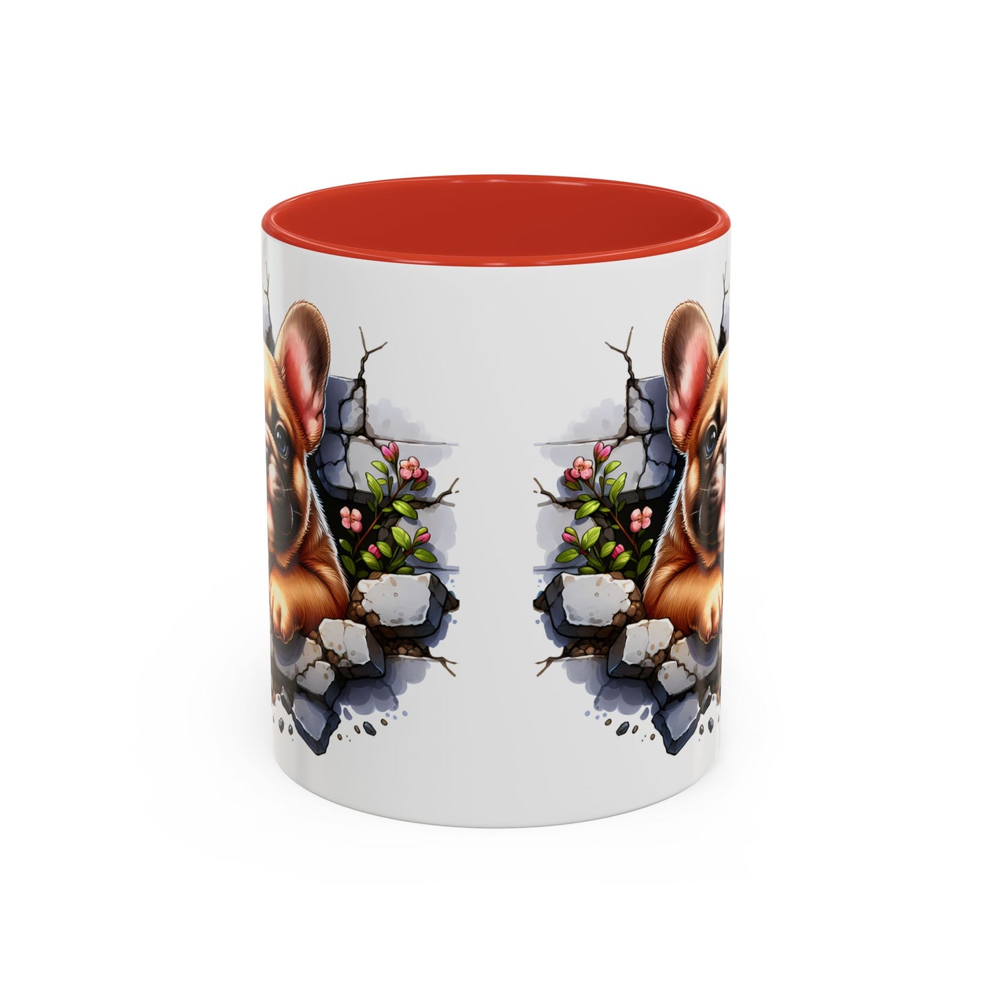 🐾☕ Tan French Bulldog Puppy Accent Mug – Sweet Peek-Through Pup Design ✨