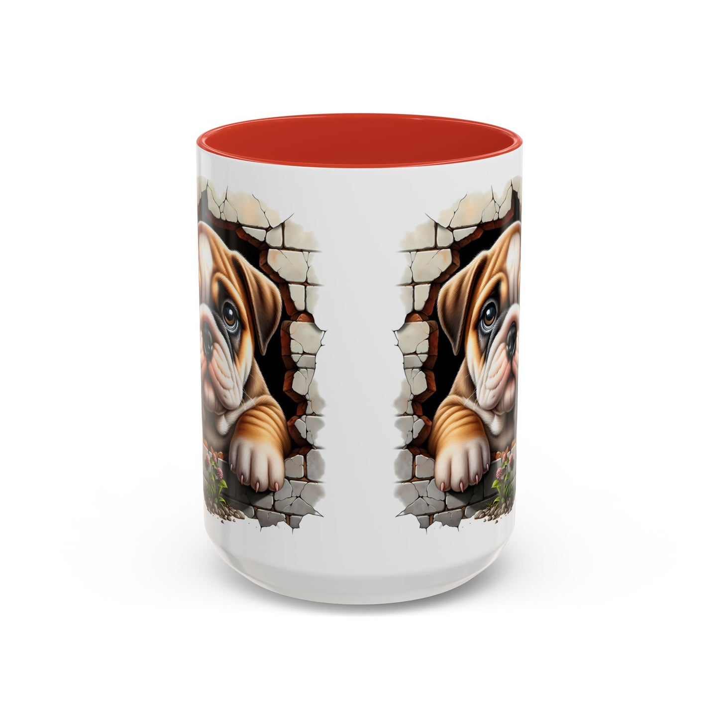 🎀🐶 English Bulldog Puppy Accent Mug – Cute Peek-Through Dog Design for Animal Lovers ☕💖