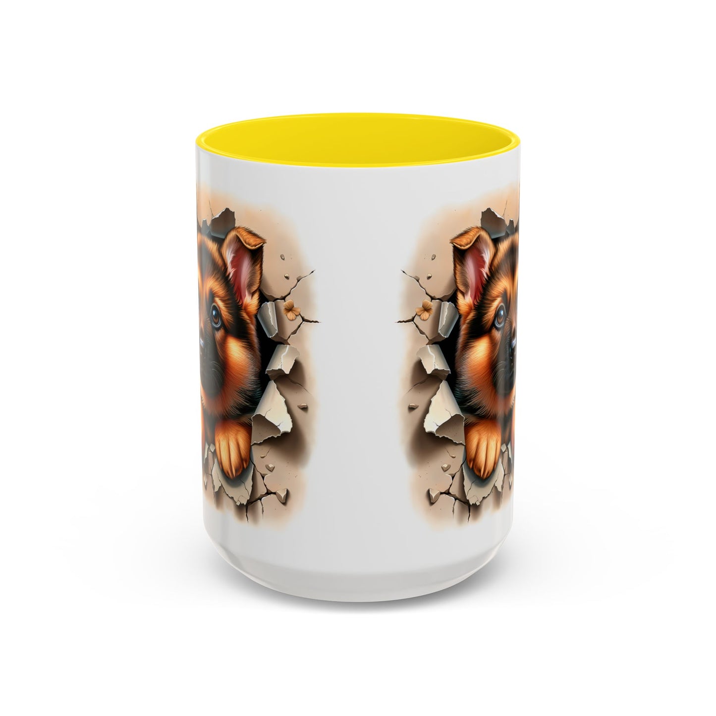 🐾☕ German Shepherd Puppy Peek Accent Mug – Loyal Pup Lover Gift ✨🖤