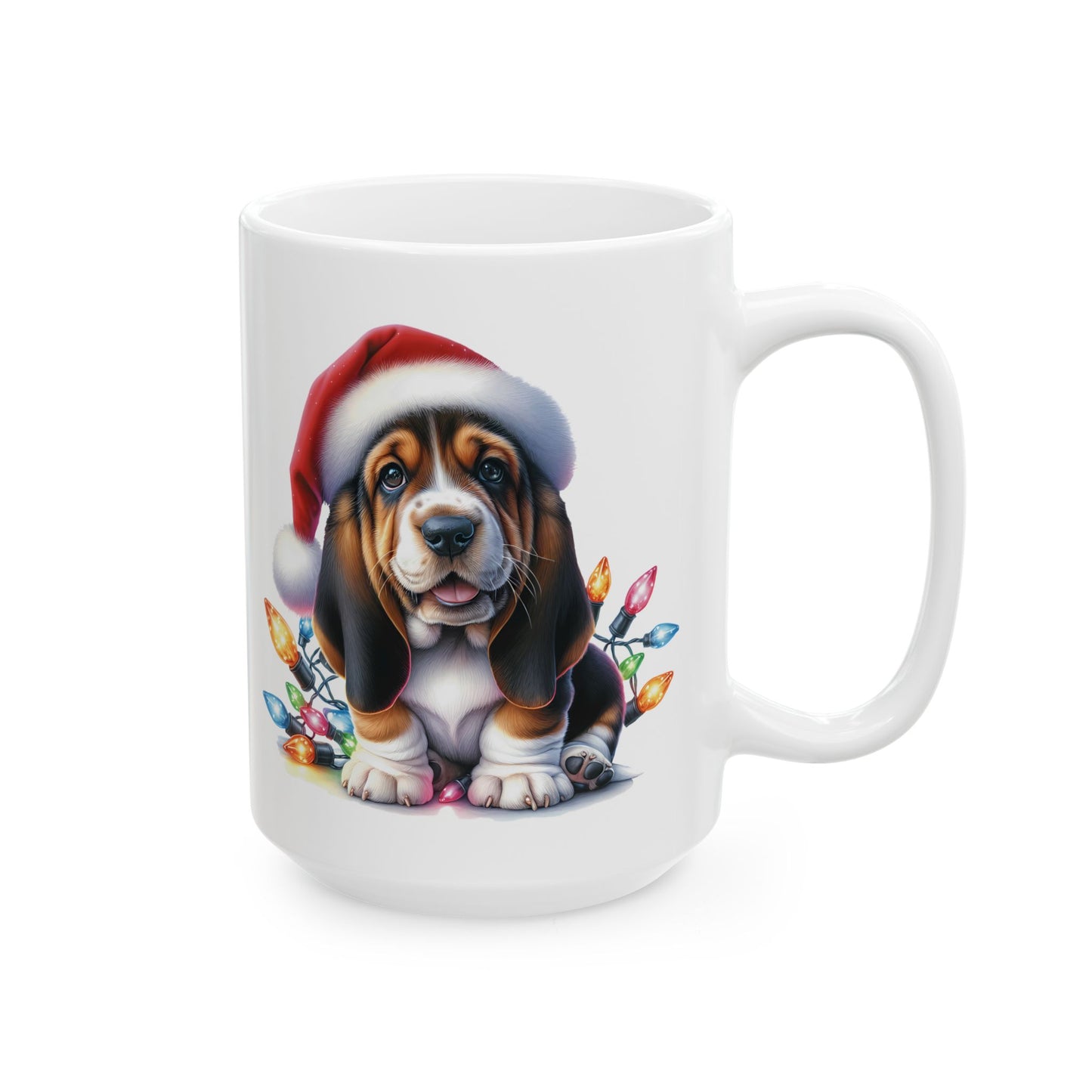 🎄 Basset Hound Christmas Mug – Festive Floppy Ears & Holiday Cheer 🐾
