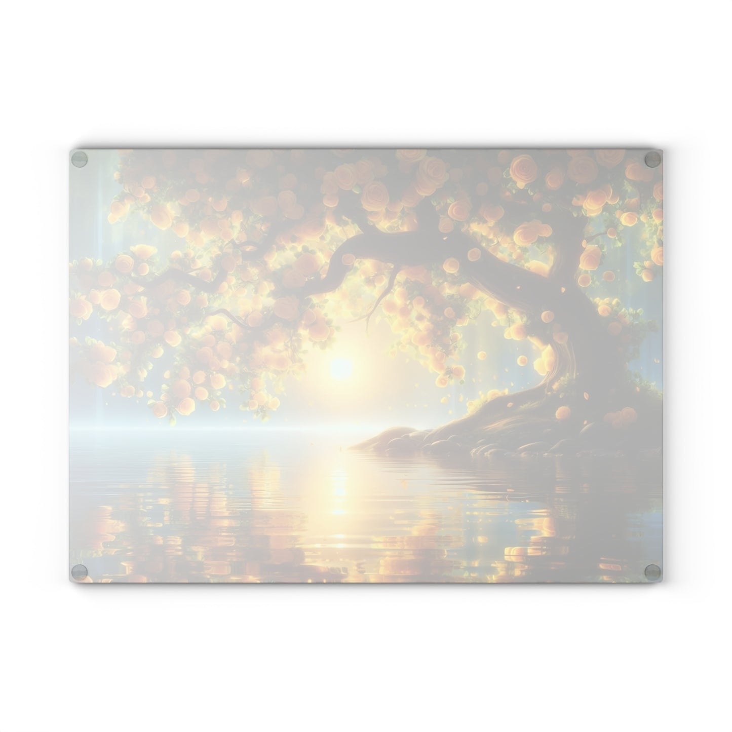 🌞 Golden Blossom Tree Cutting Board – Tranquil Elegance with Sunset Glow