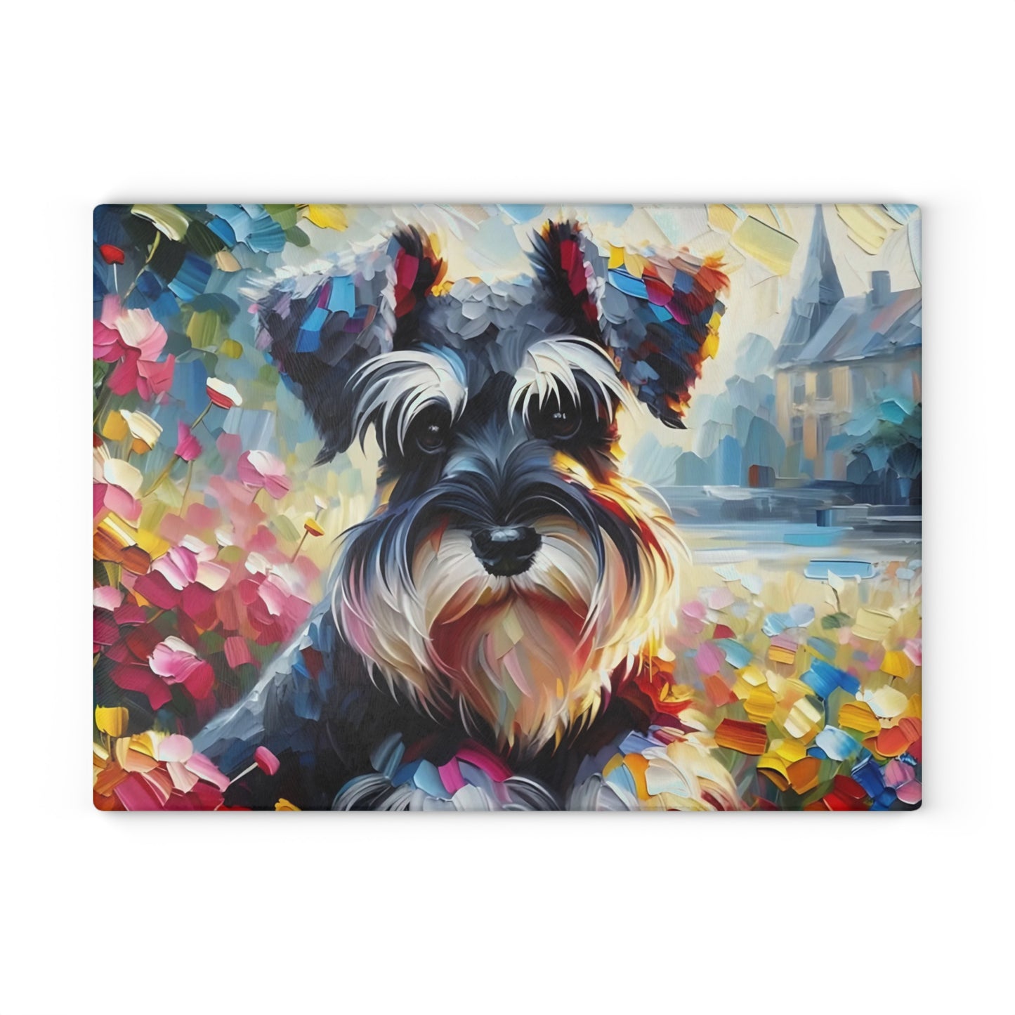 🎨🐾 Colorful Schnauzer Cutting Board – Whimsical Pup Charm for Your Kitchen